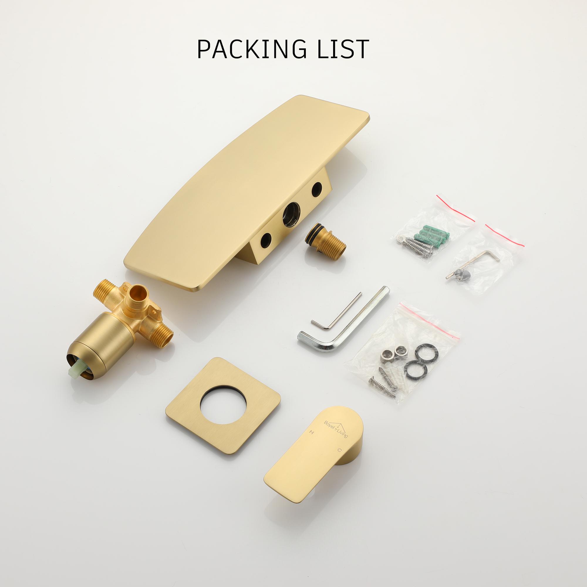 Wall Mounted Single Handle Waterfall Bathroom Sink Faucet with Rough-in Valve