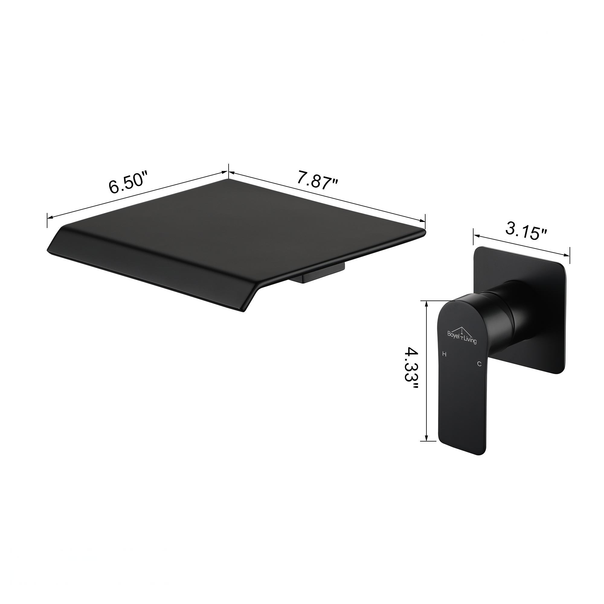 Wall Mounted Waterfall Bathroom Sink Faucet in Matte Black & Brushed Gold