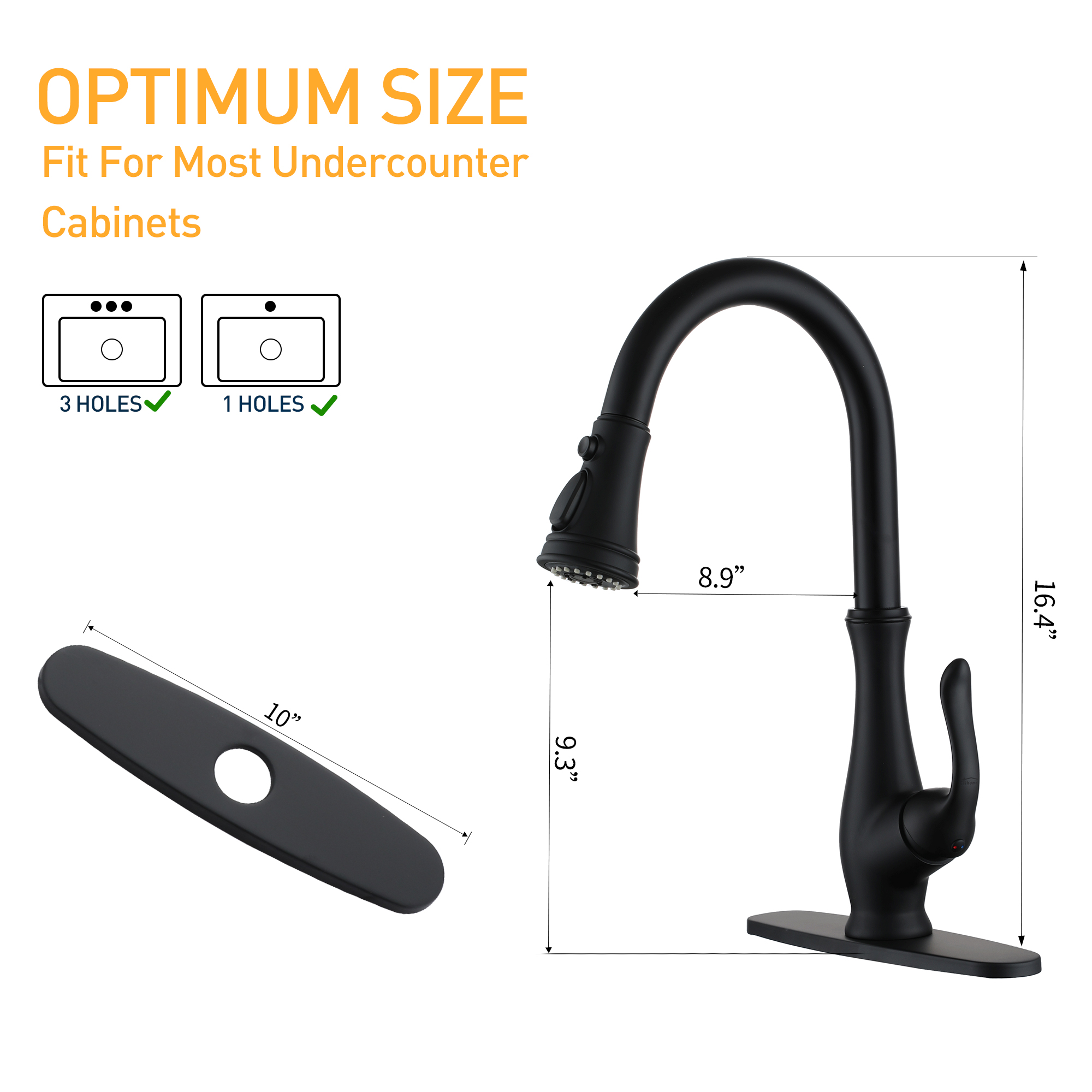 Pull Down Kitchen Faucet Single Handle with Blade Stream Modern Design Easy Installation Deck Plate Included