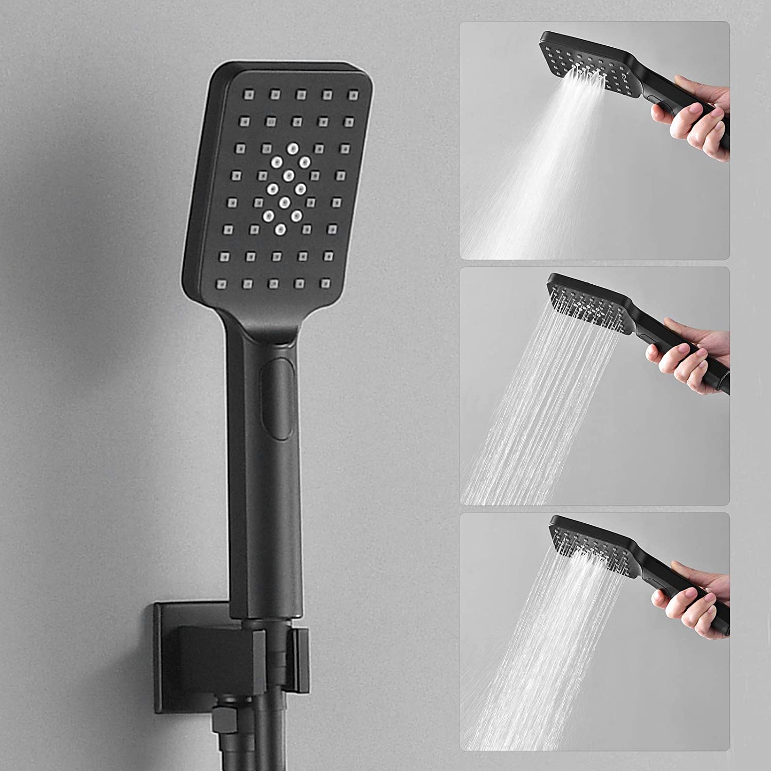12*8 inch Wall Mounted Shower System with 3-Spray Hand Shower