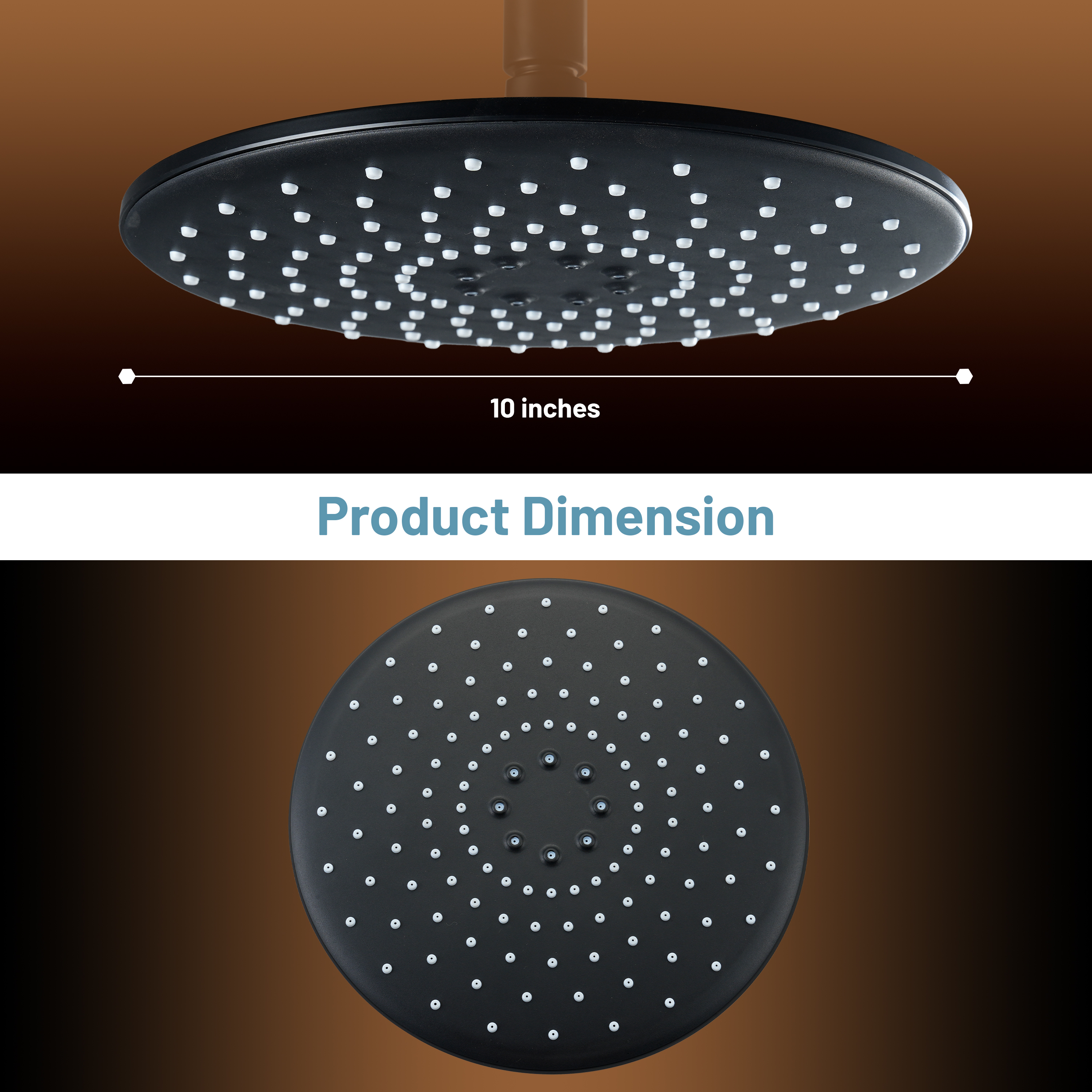 10-Inch Round High Pressure ABS Shower Head Rainfall Showerhead