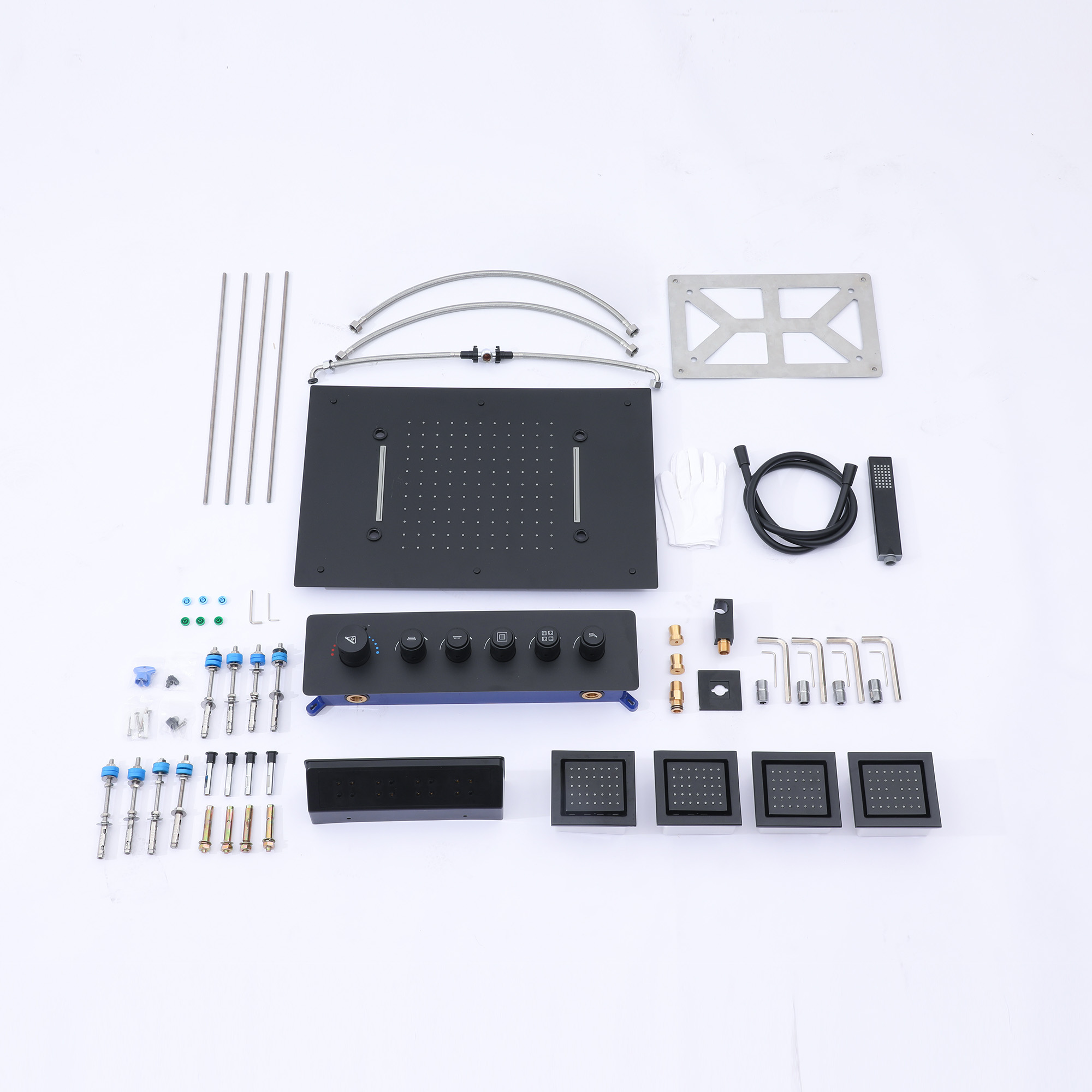 23.6" x 15.7" Ceiling-Mounted 5-Function Thermostatic Shower System with Neck/Back Massage Spout