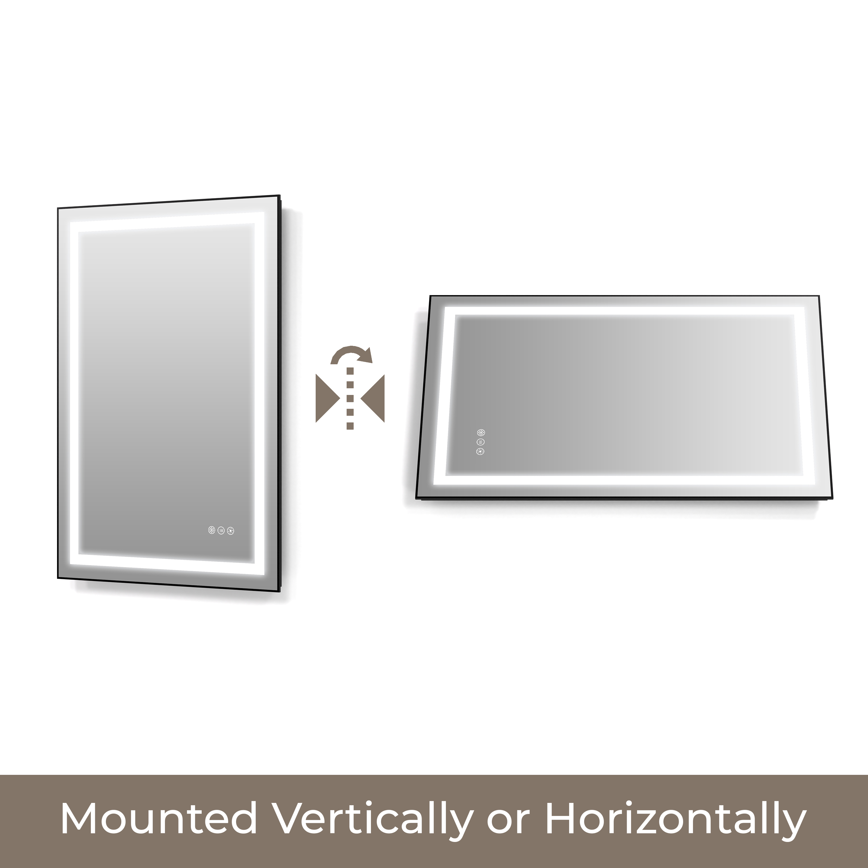 LED Bathroom Mirror with Black Aluminum Frame, Backlit & Front Lighting