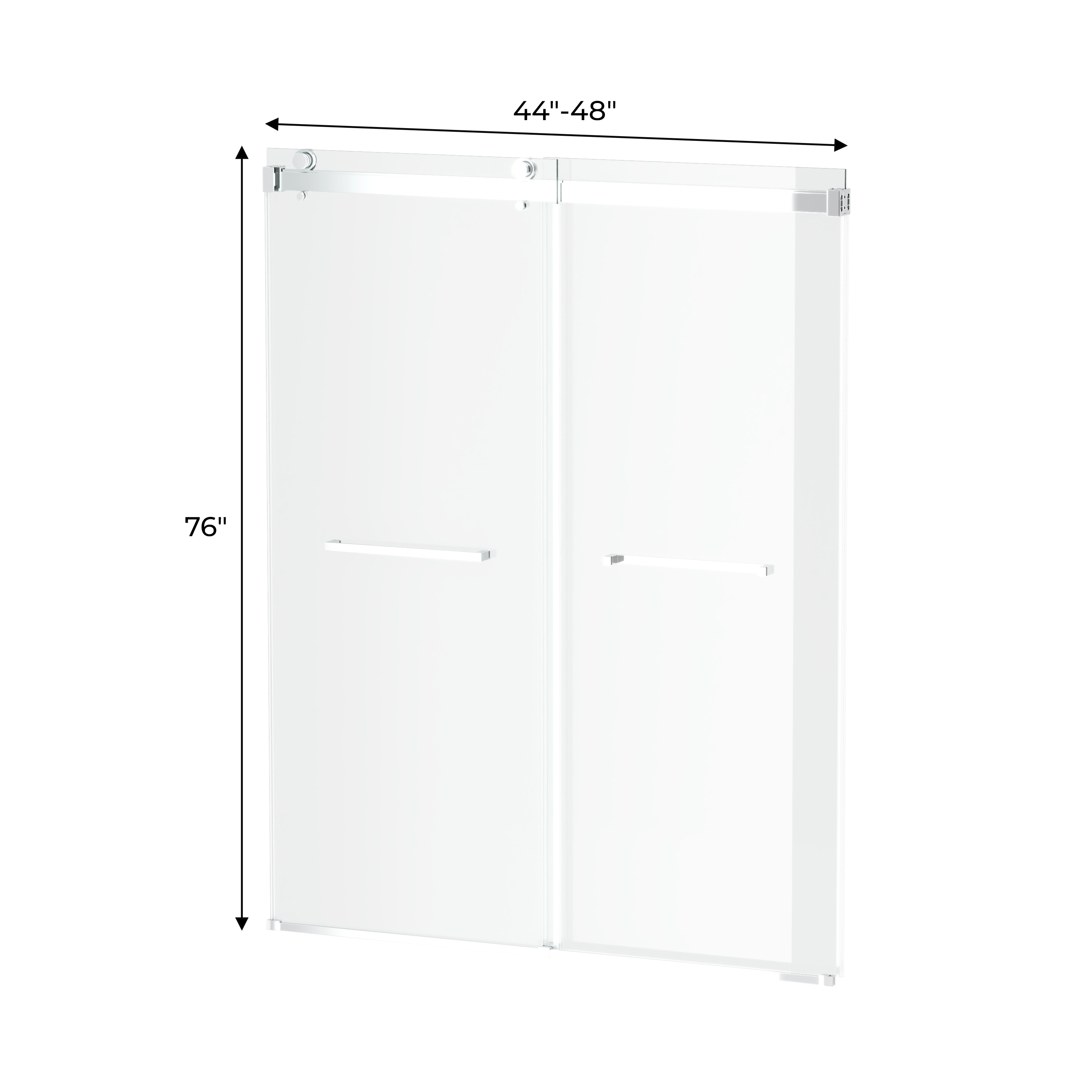 48"x76" Adjustable Frameless Double Sliding Shower Door with Towel Bars