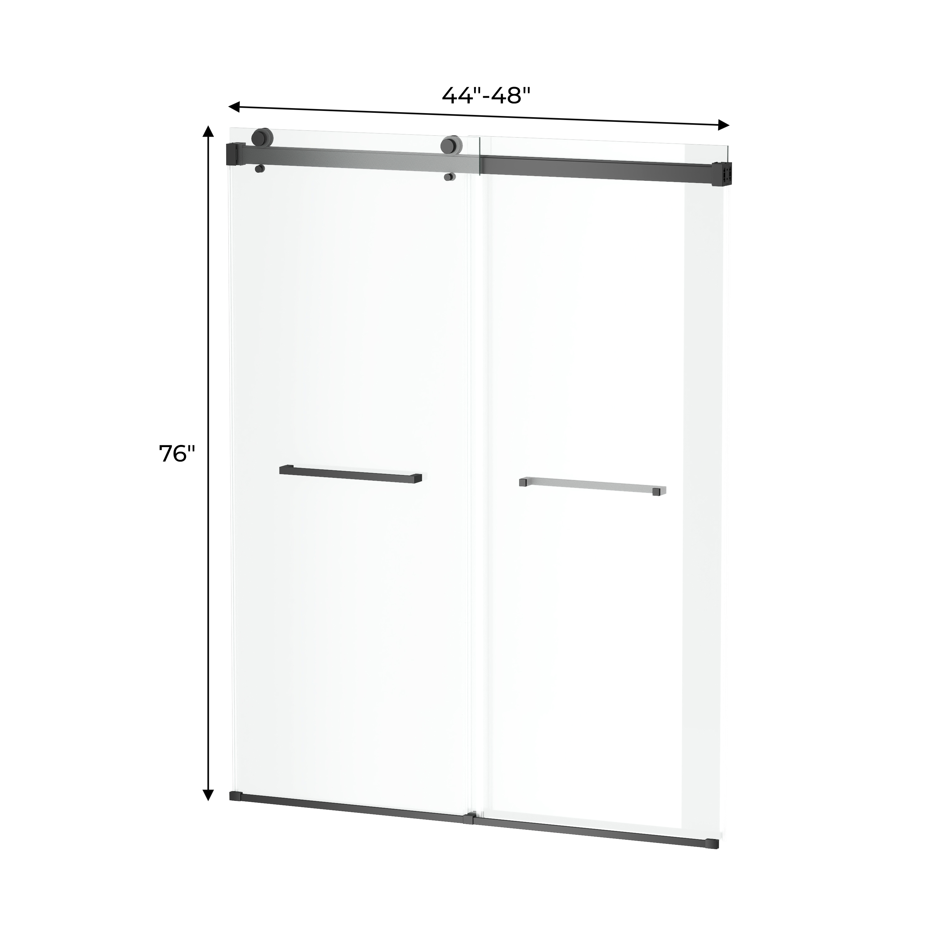 48"x76" Adjustable Frameless Double Sliding Shower Door with Towel Bars