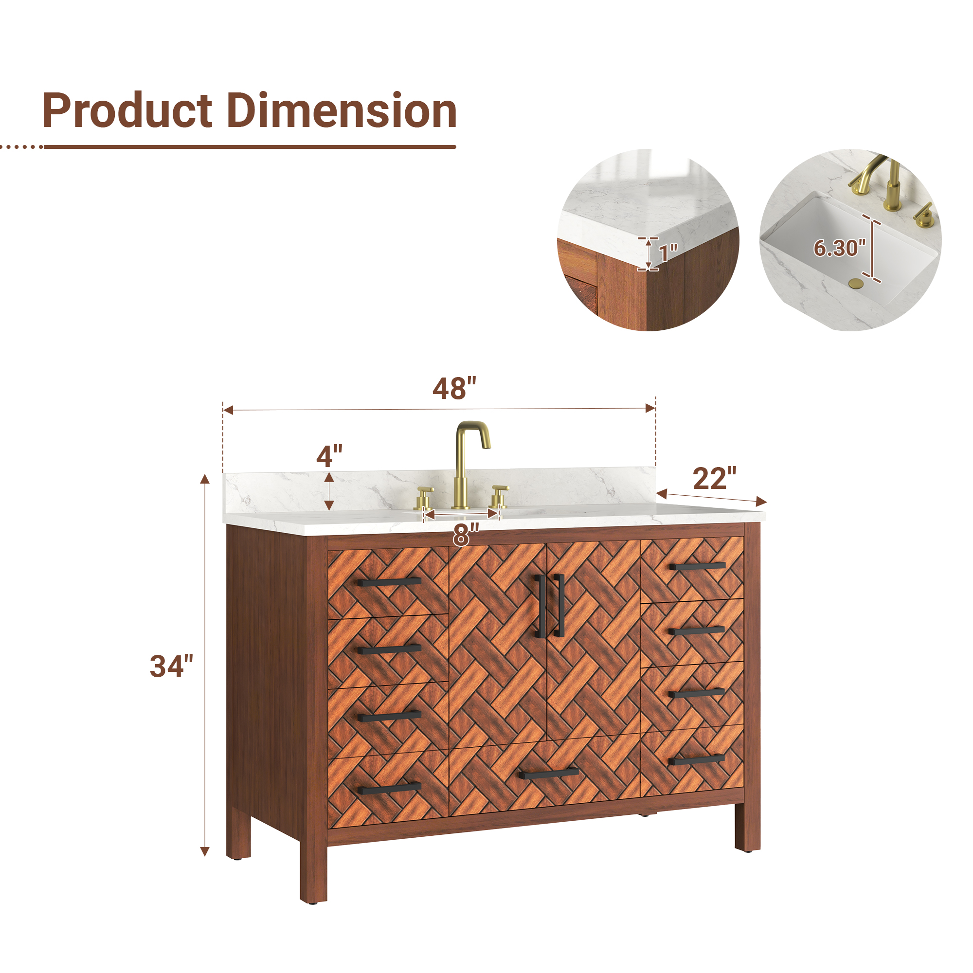 48-inch Bathroom Vanity with Engineering Stone Top & Single Sink