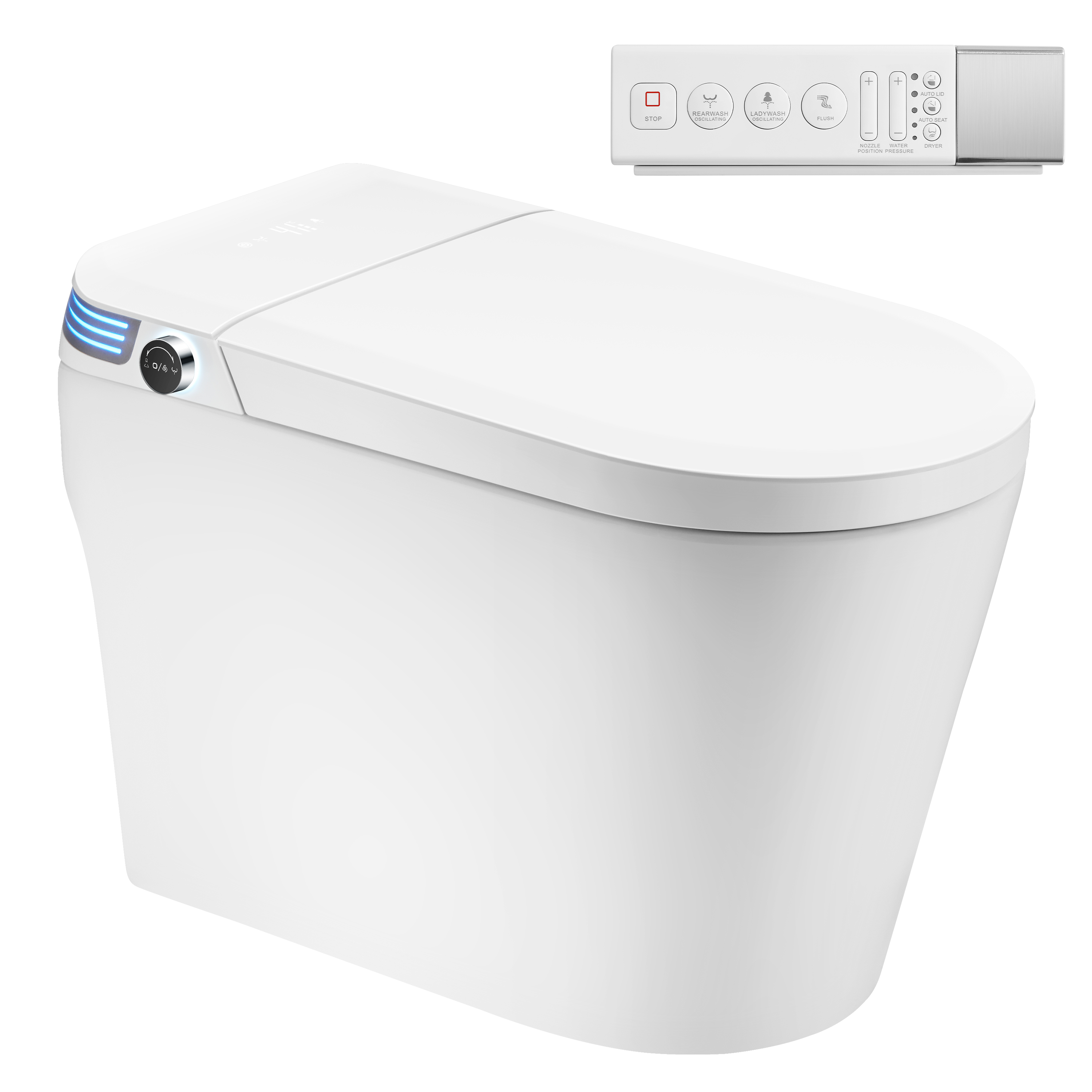 Modern Antibacterial Ceramic Smart Toilet with Side Ambient Lighting