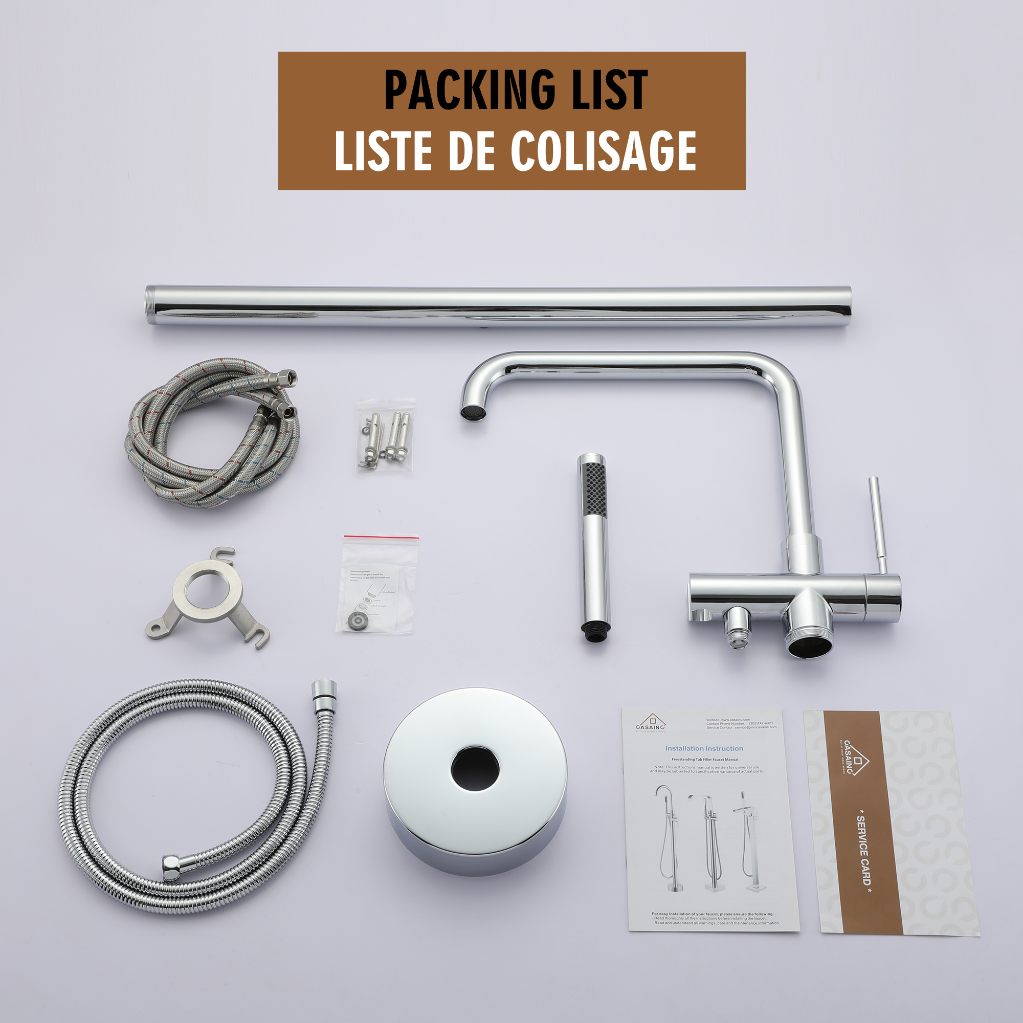 Freestanding Bathroom Bathtub Faucet with Hand Shower