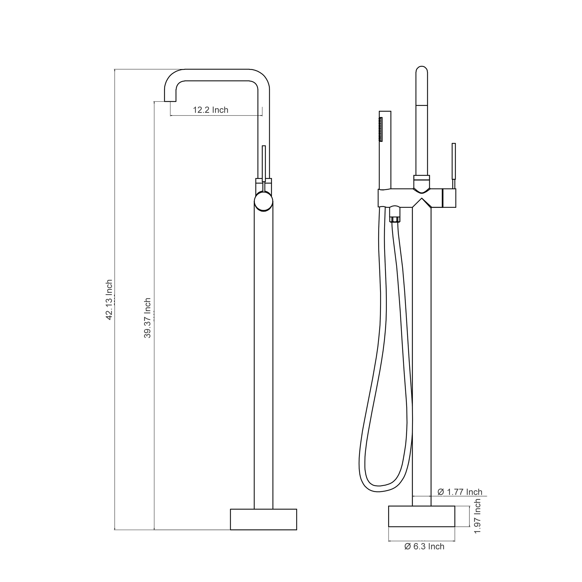 Freestanding Bathroom Bathtub Faucet with Hand Shower