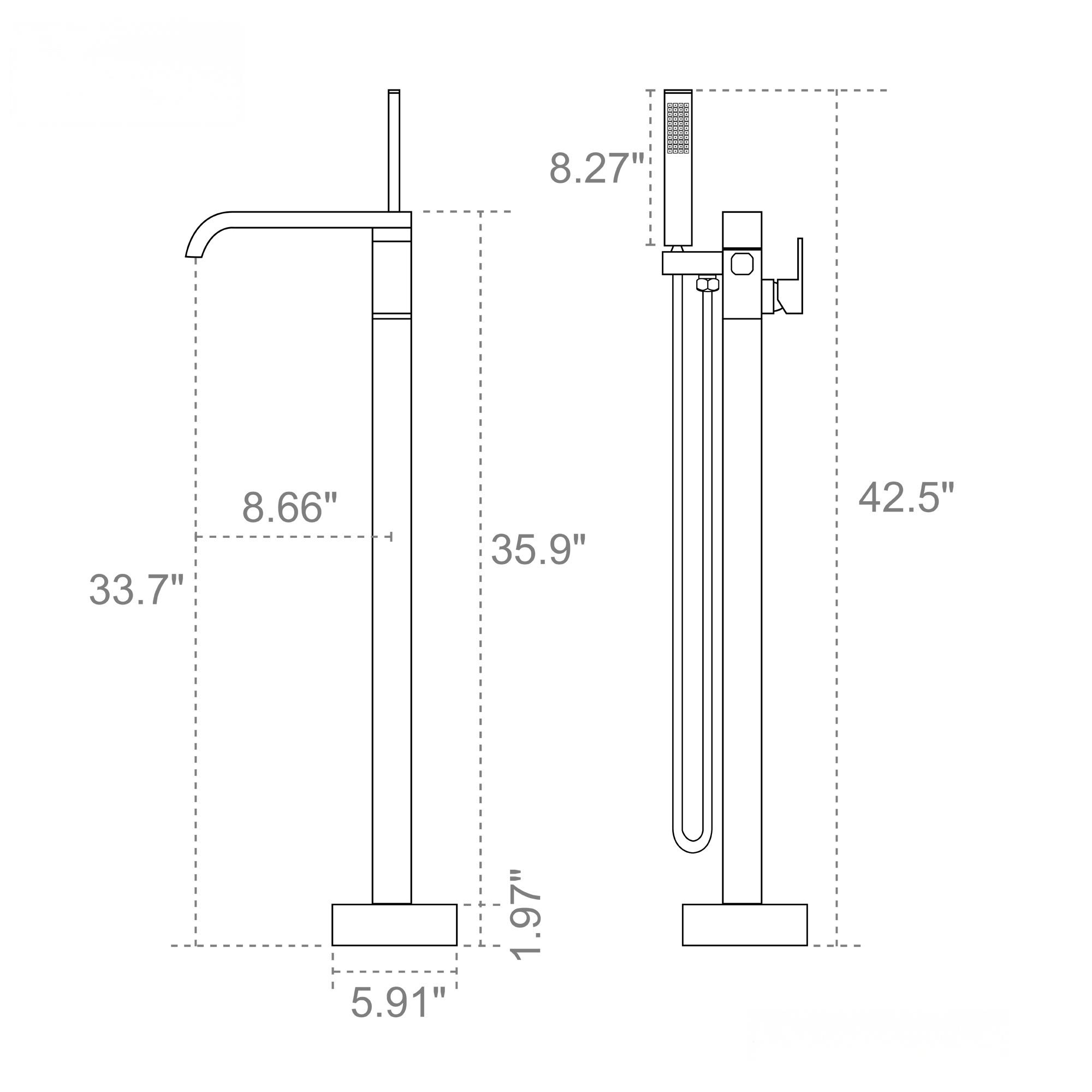 Solid Brass Freestanding Tub Filler Faucet with Handheld Shower