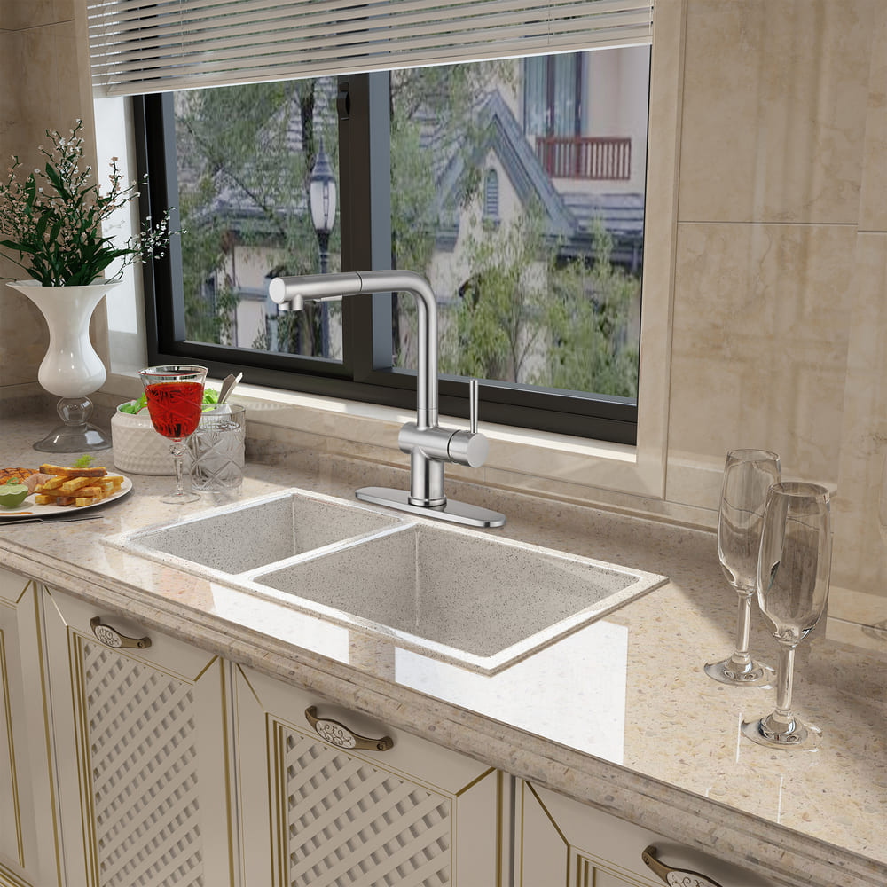 Premium Pull-Down Kitchen Faucet with Dual-Function Spray & Full PEX Water Path