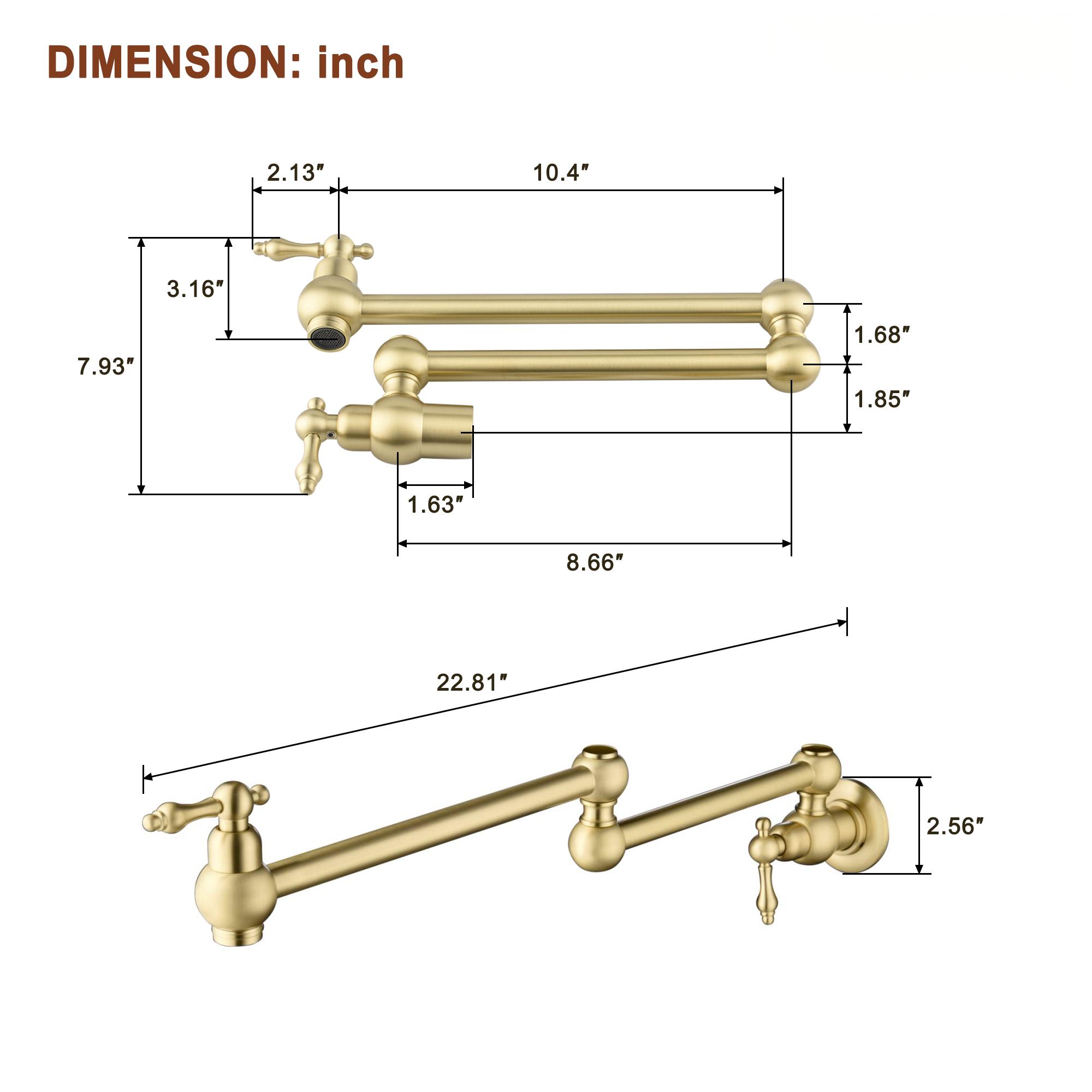 Retro Wall-Mount Pot Filler Kitchen Faucet with 360° Rotation & High-Flow Aerator