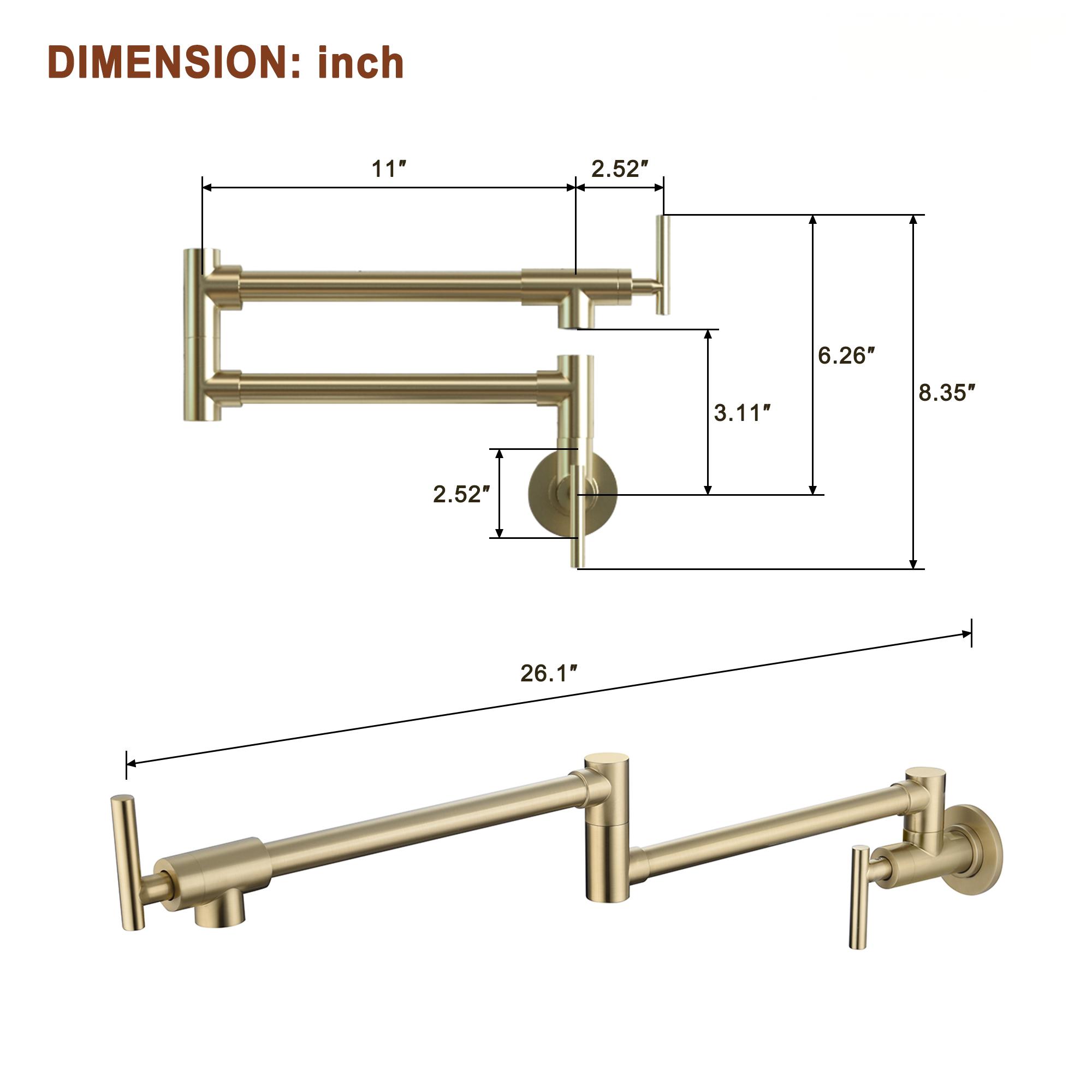 Wall Mount Pot Filler Kitchen Faucet with 360° Rotating Arm & Fast-Flow Aerator