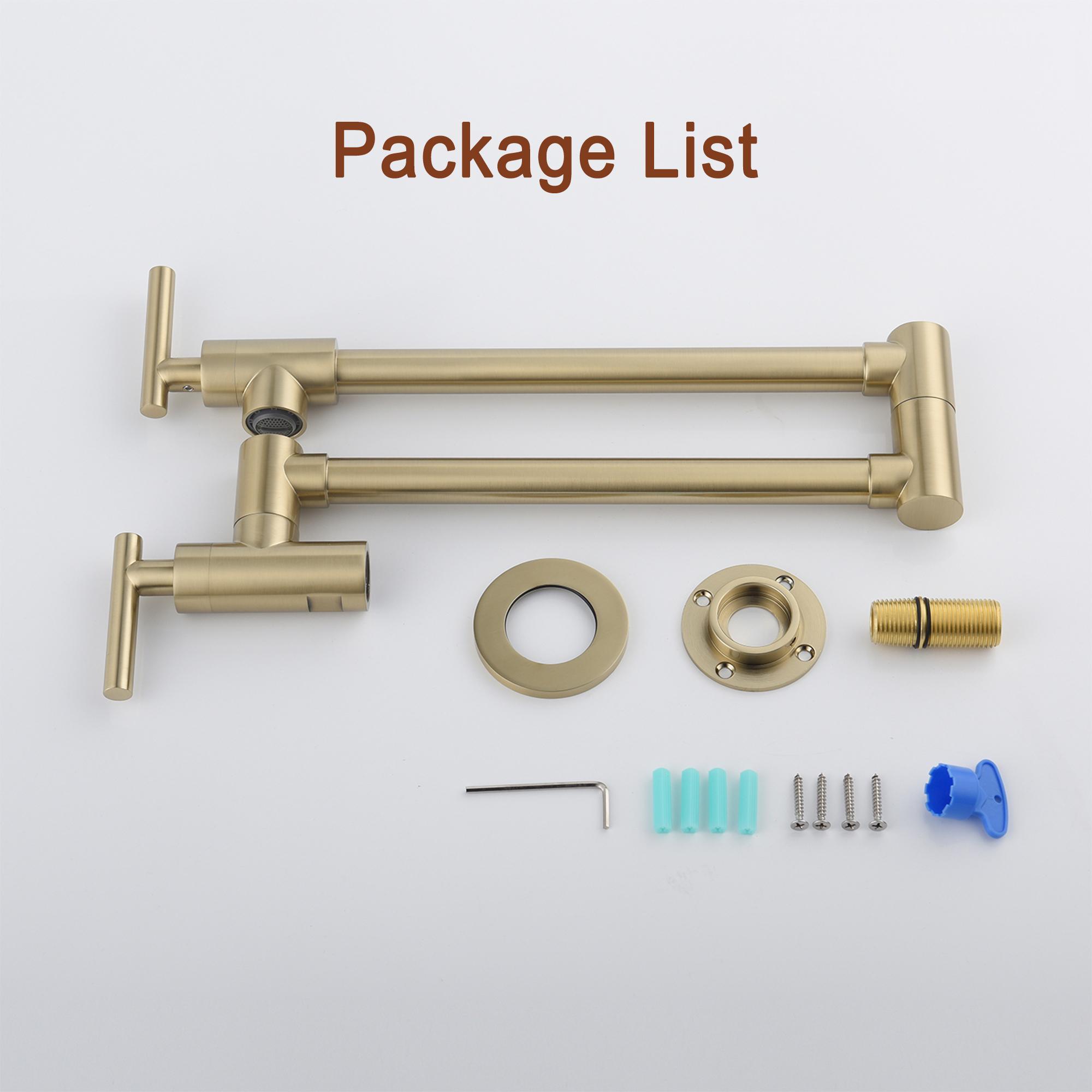 Wall Mount Pot Filler Kitchen Faucet with 360° Rotating Arm & Fast-Flow Aerator