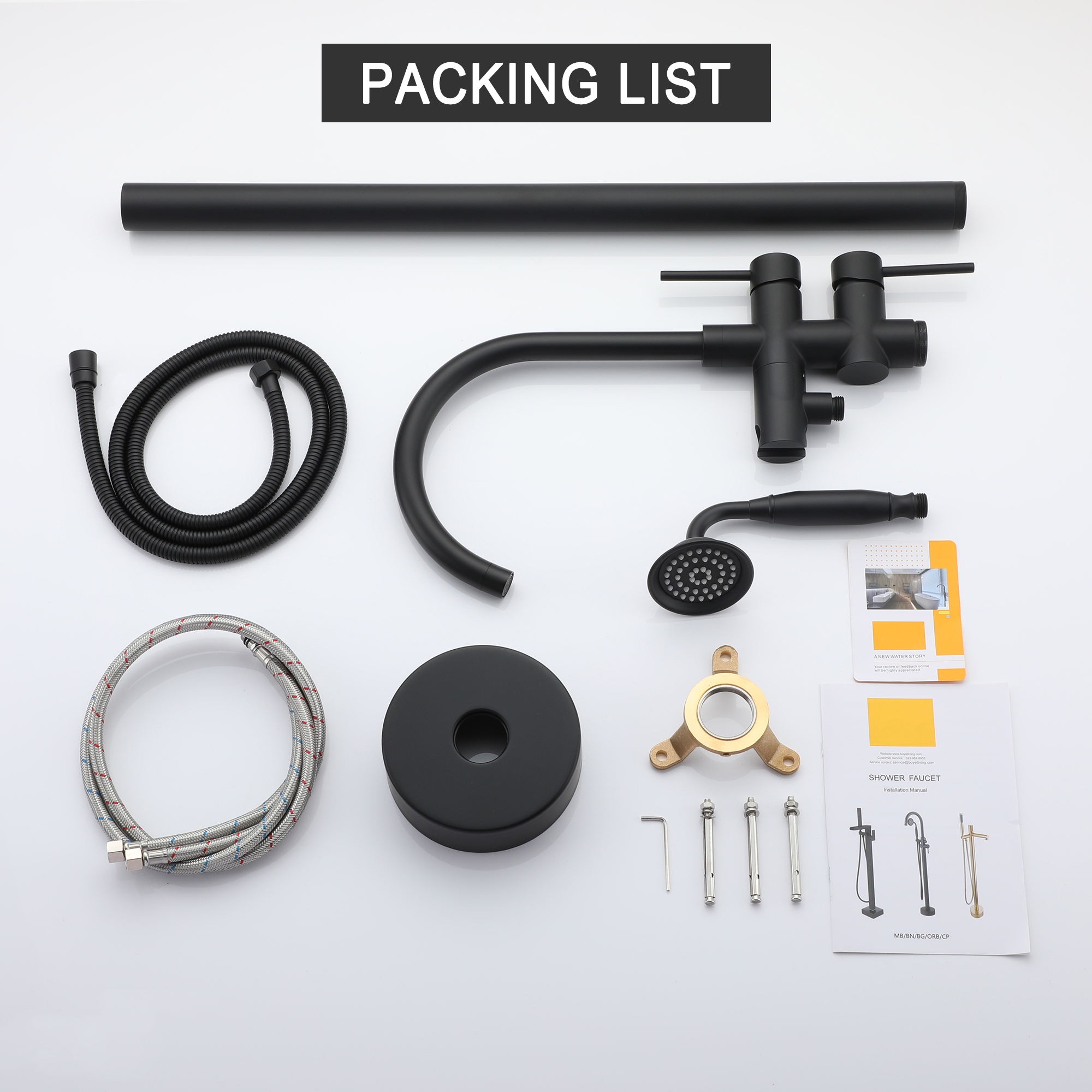 Freestanding Bathtub Faucet with Handheld Shower & Double Handles