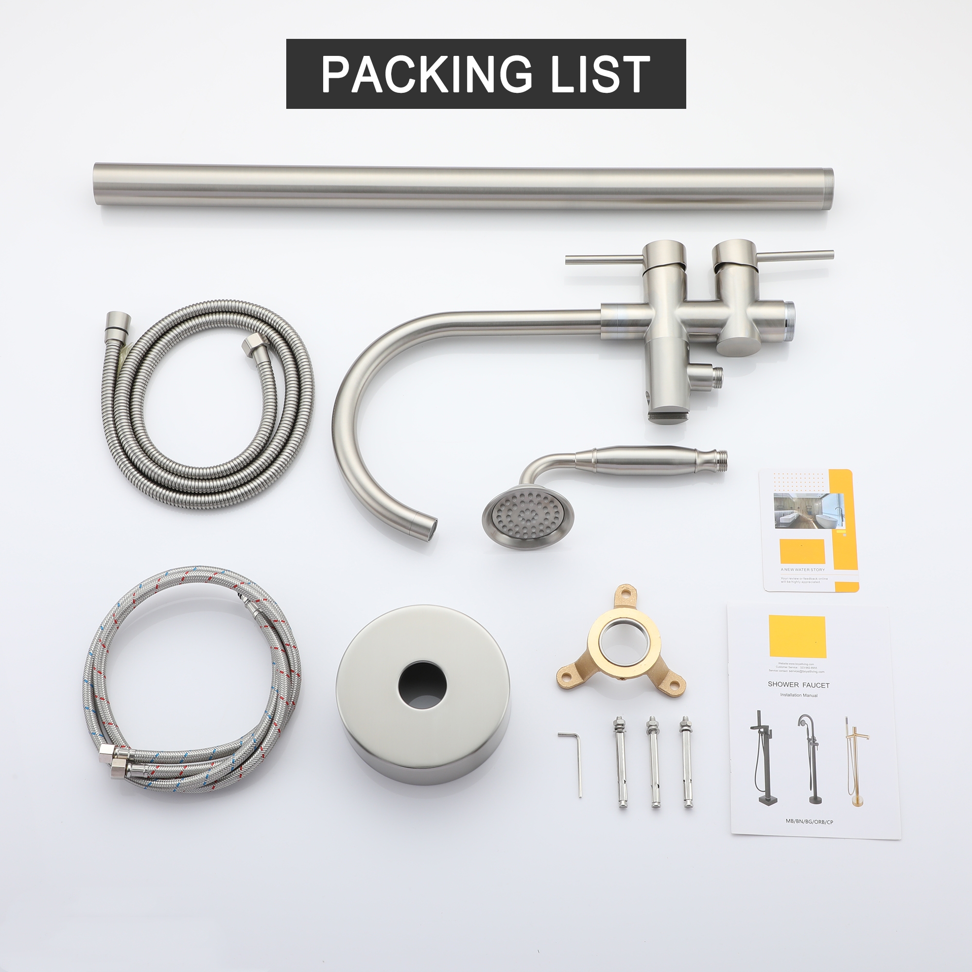 Freestanding Bathtub Faucet with Handheld Shower & Double Handles