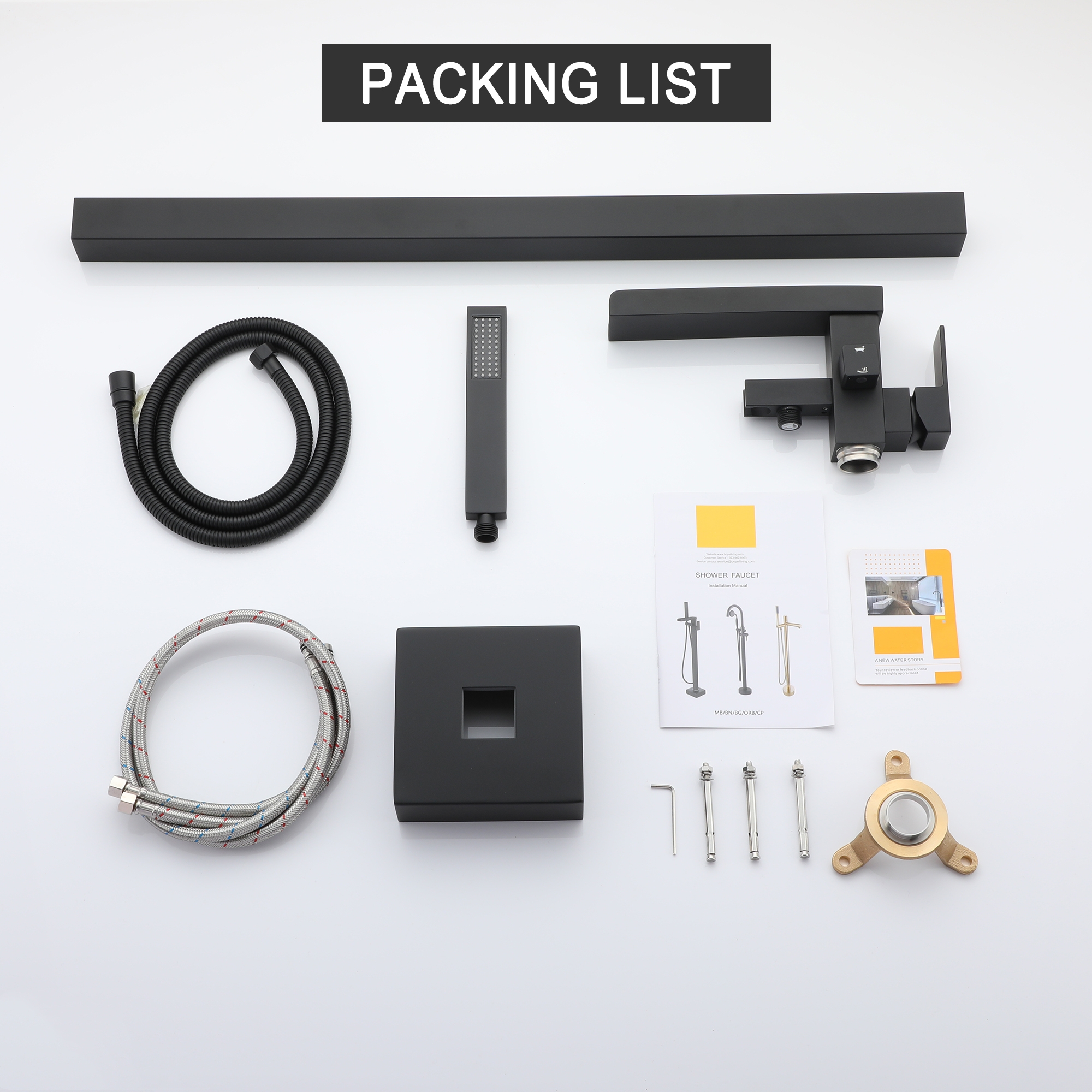 Single-Handle Freestanding Waterfall Bathtub Faucet with Handheld Shower