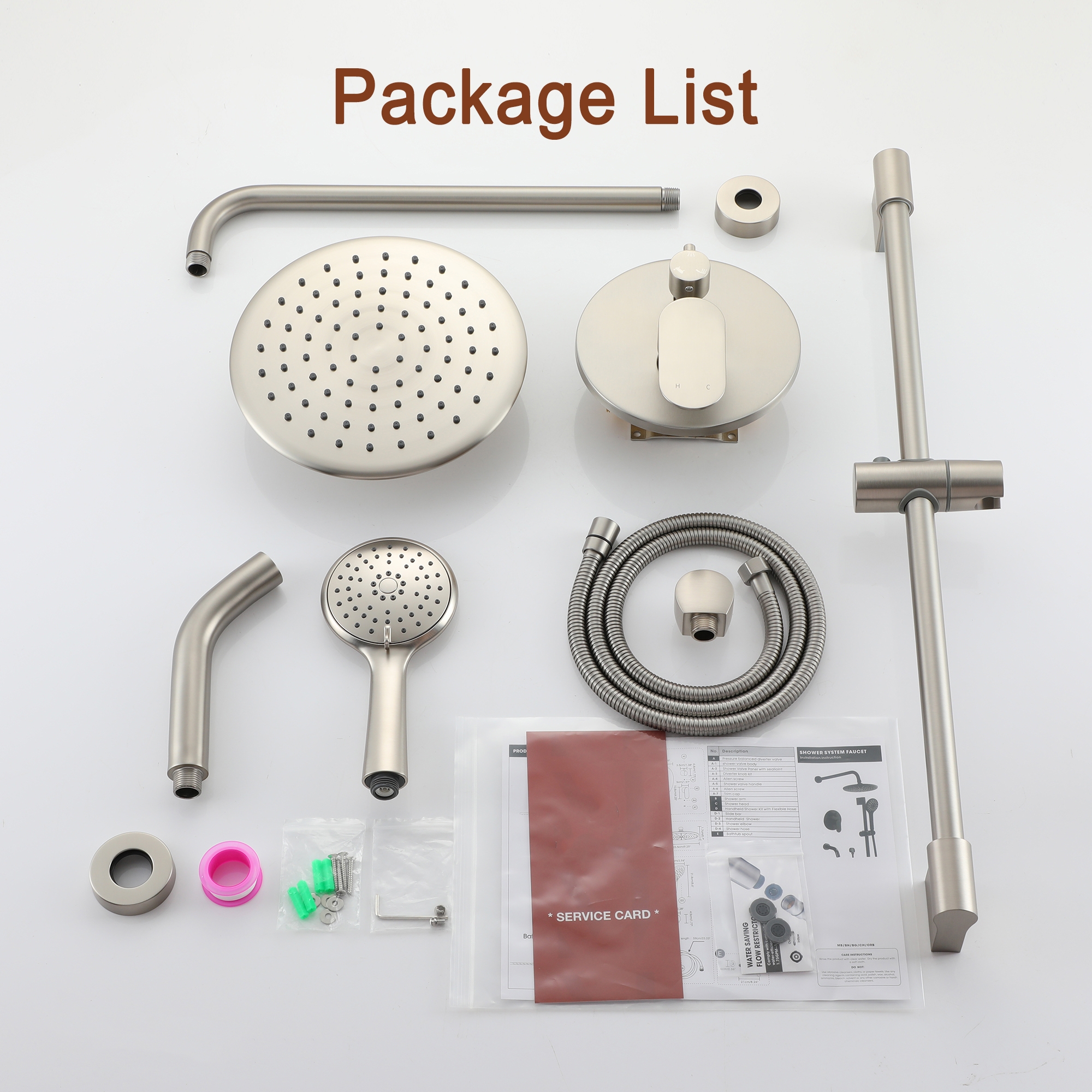 9-inch 3-Function Shower Faucet Set with Tub Spout & Slide Bar