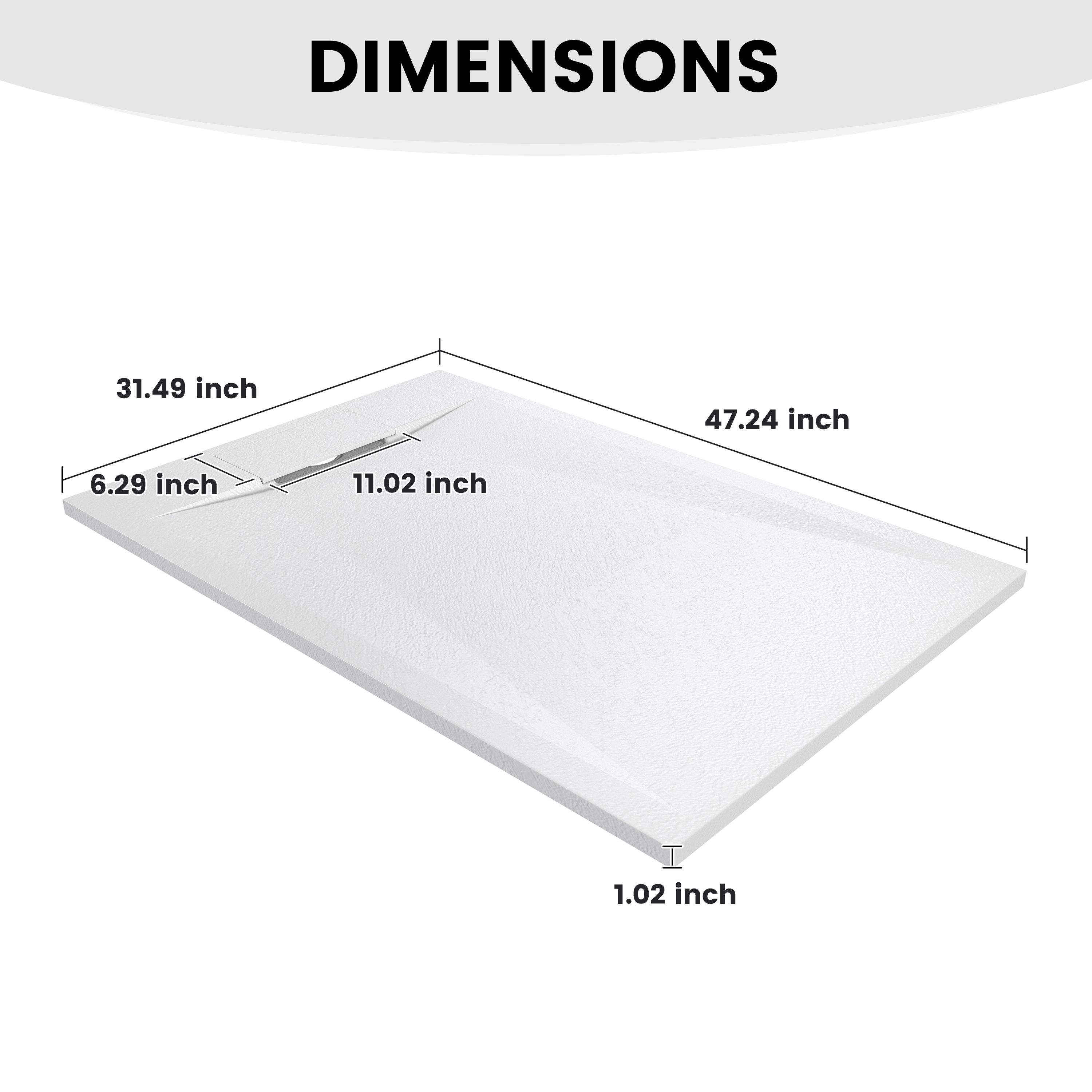 European-Style SMC Shower Base with Anti-Slip Design in Black or White