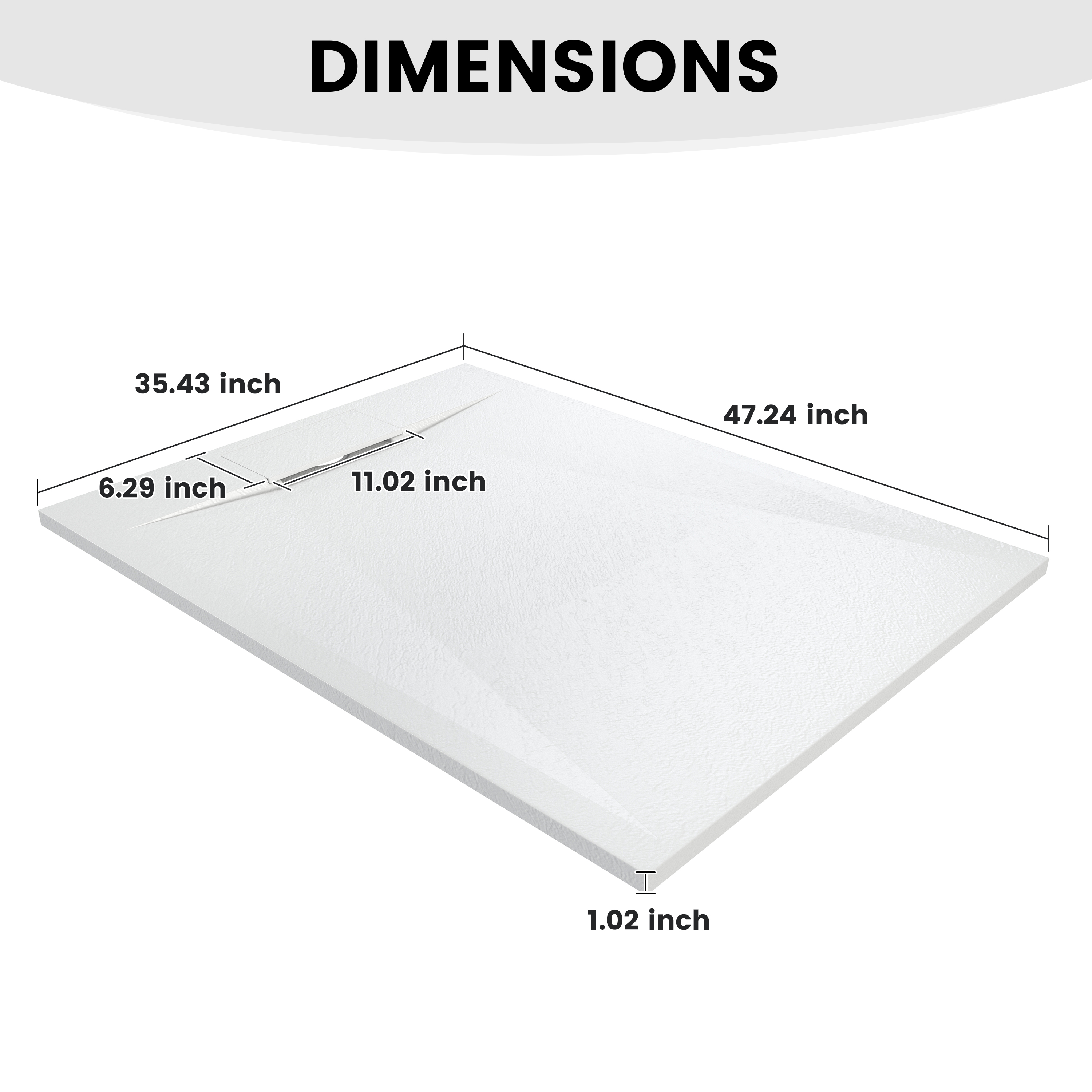 European-Style SMC Shower Base with Anti-Slip Design in Black or White
