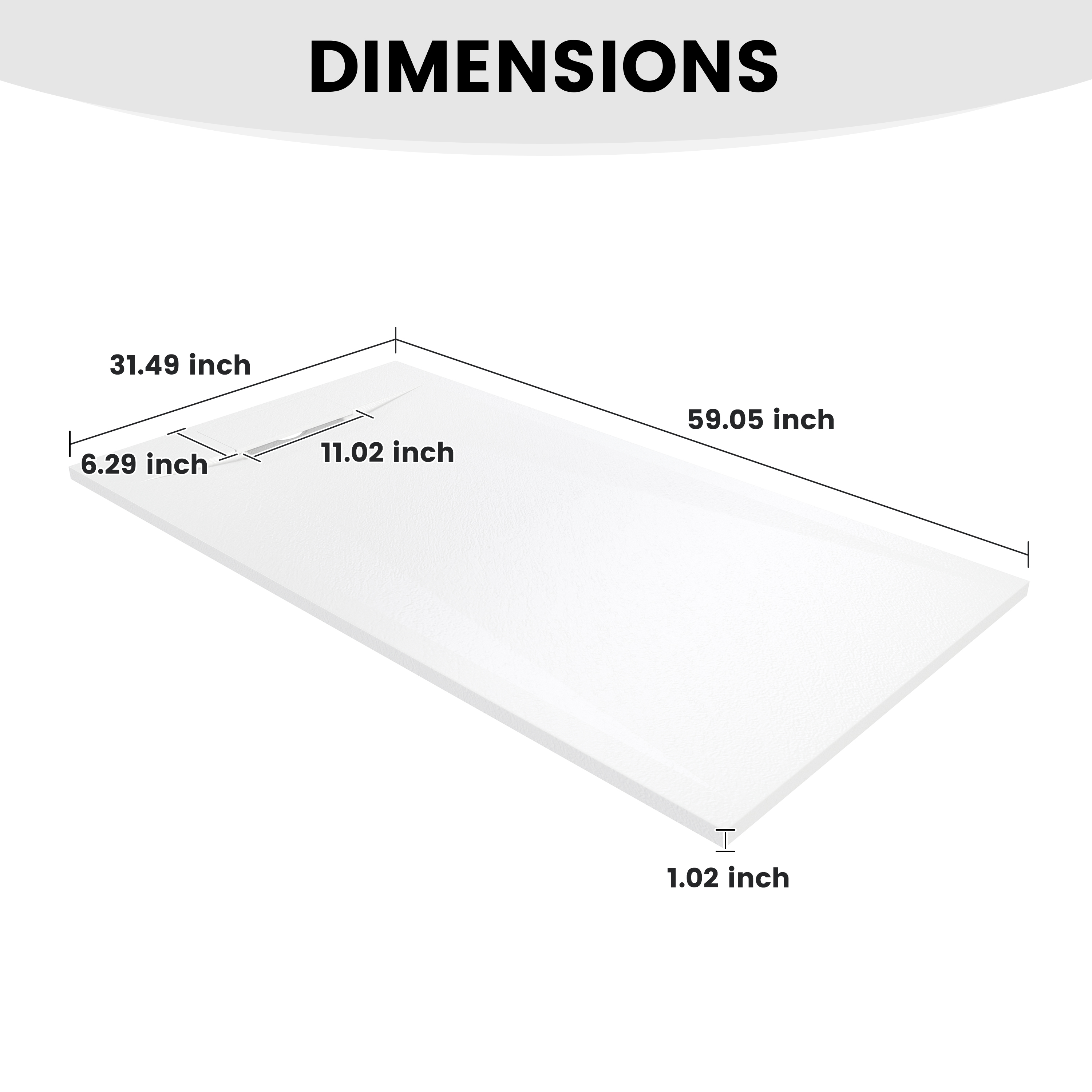European-Style SMC Shower Base with Anti-Slip Design in Black or White