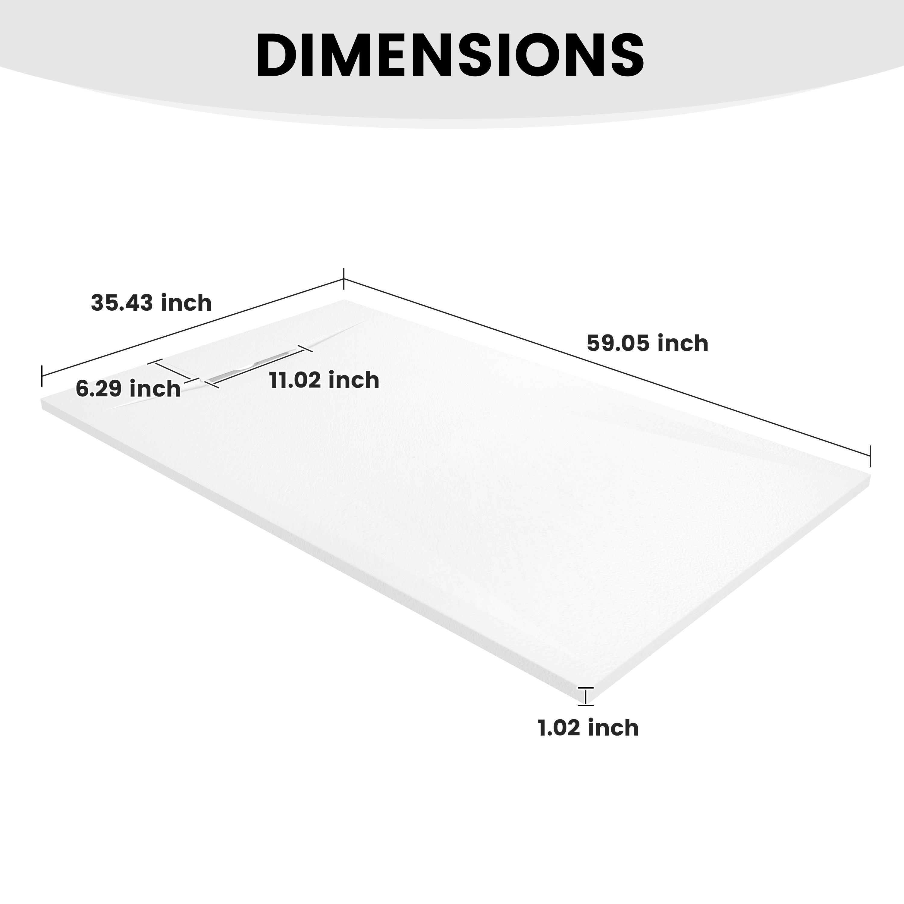 European-Style SMC Shower Base with Anti-Slip Design in Black or White