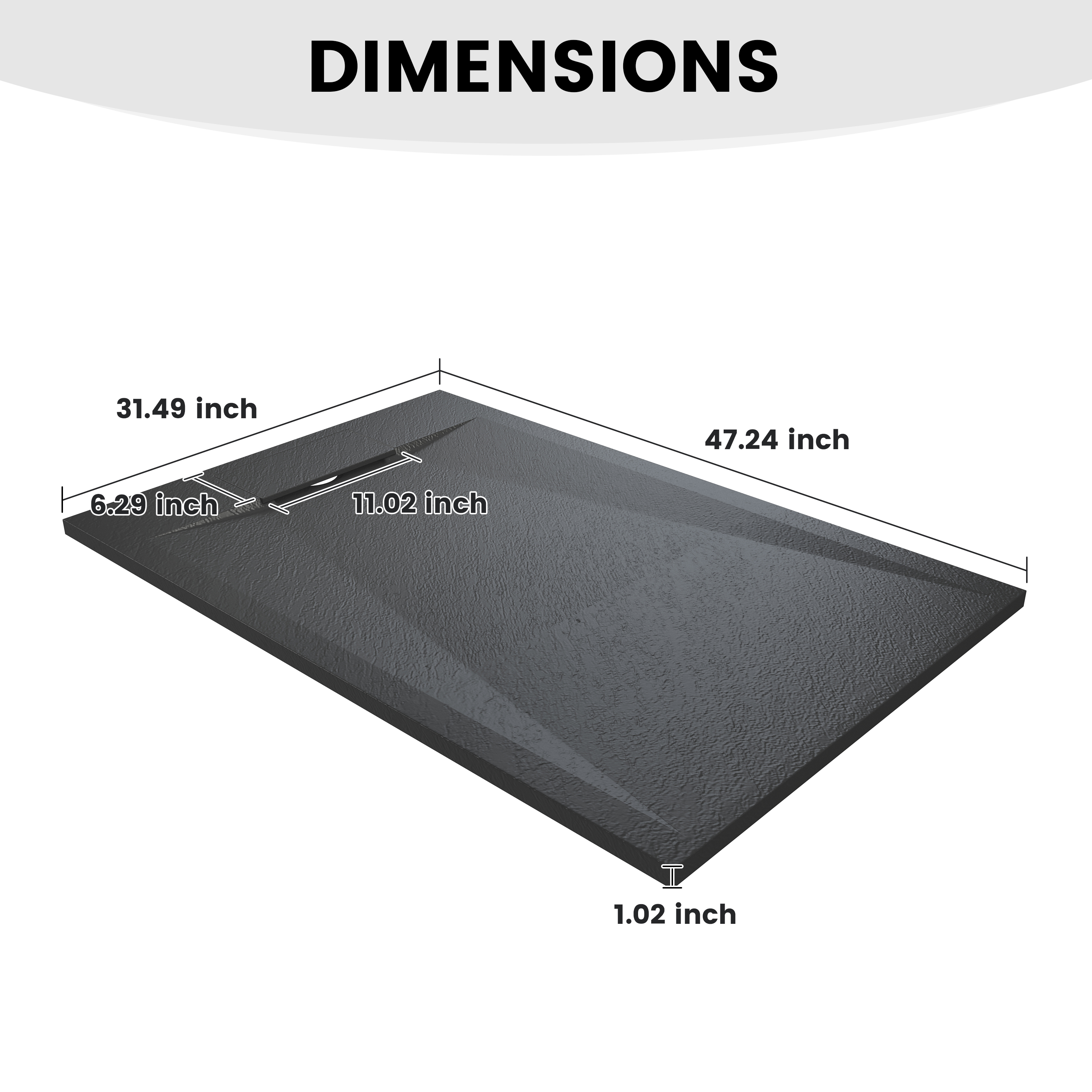 European-Style SMC Shower Base with Anti-Slip Design in Black or White