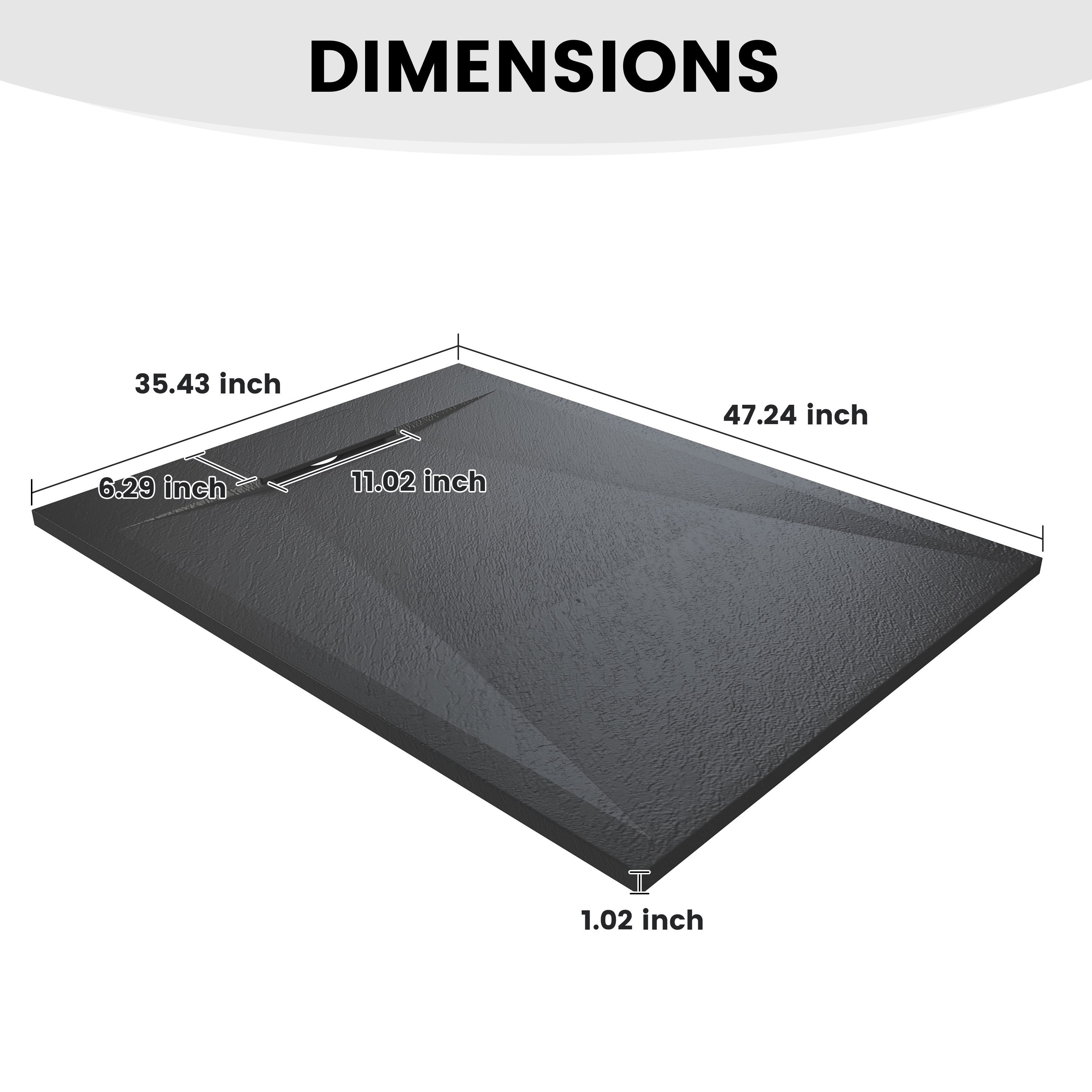 European-Style SMC Shower Base with Anti-Slip Design in Black or White