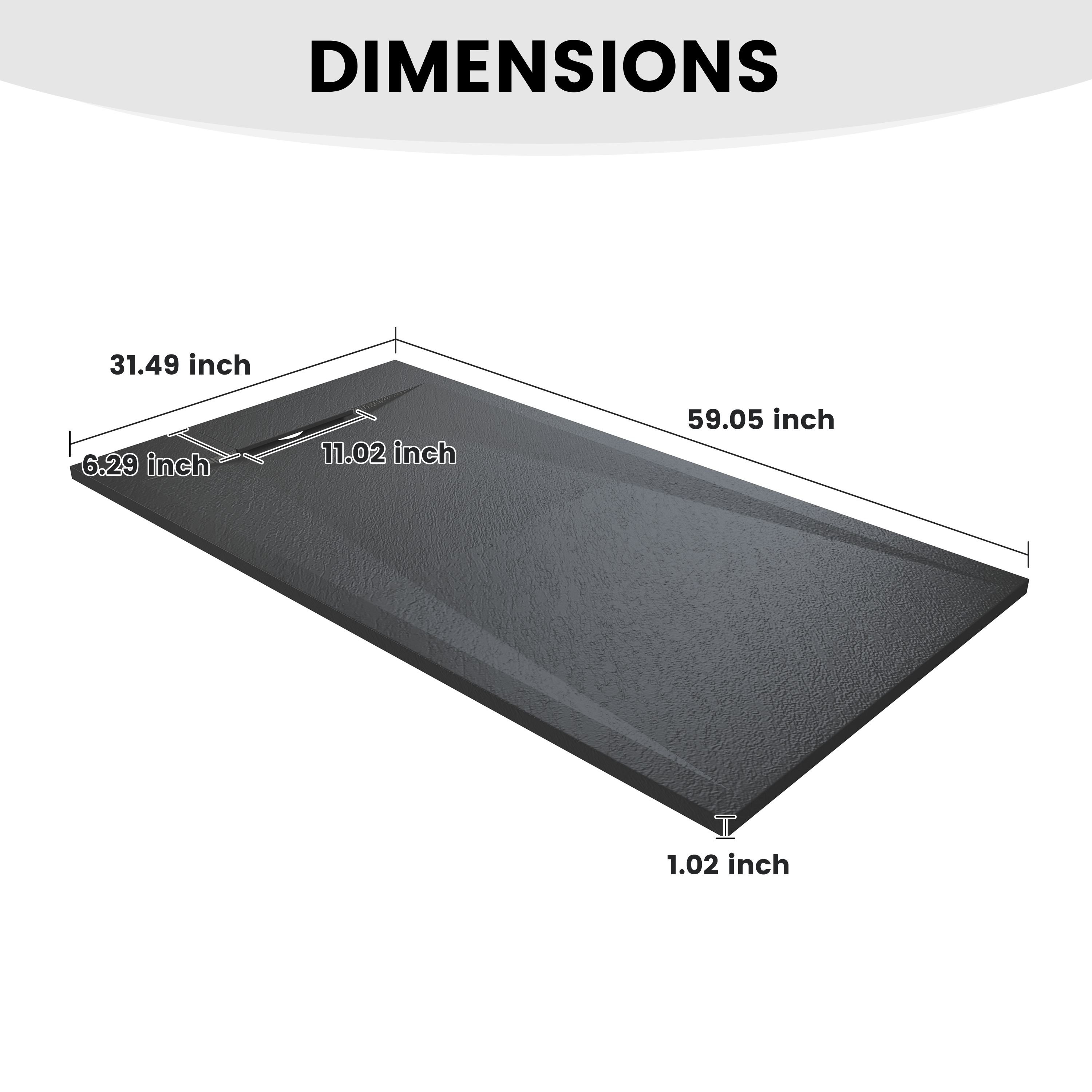 European-Style SMC Shower Base with Anti-Slip Design in Black or White