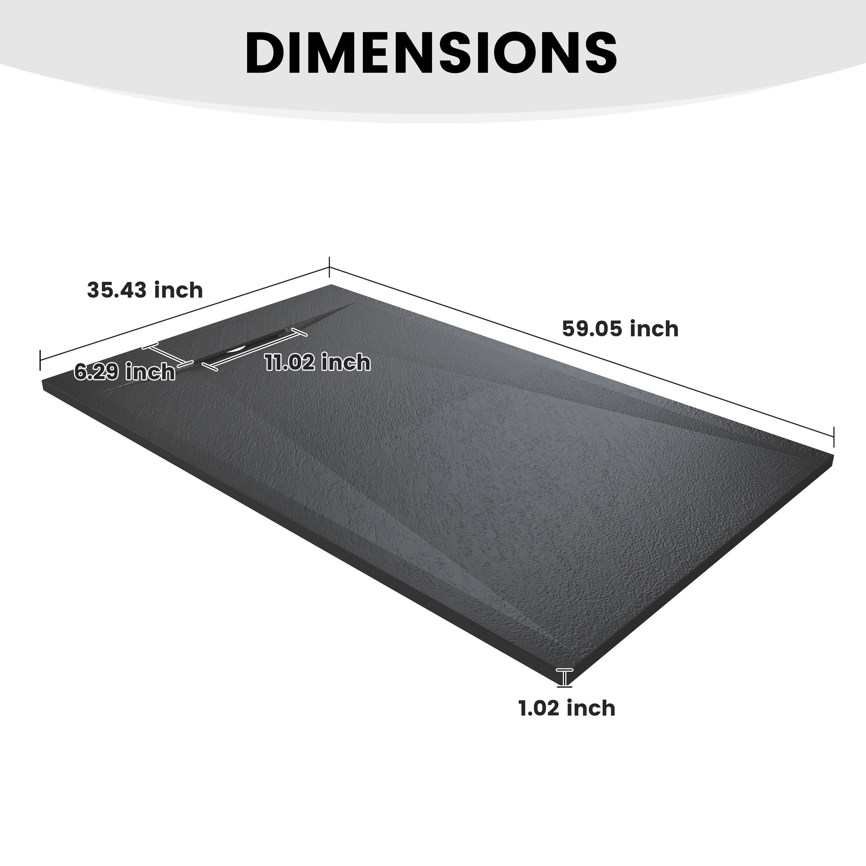European-Style SMC Shower Base with Anti-Slip Design in Black or White