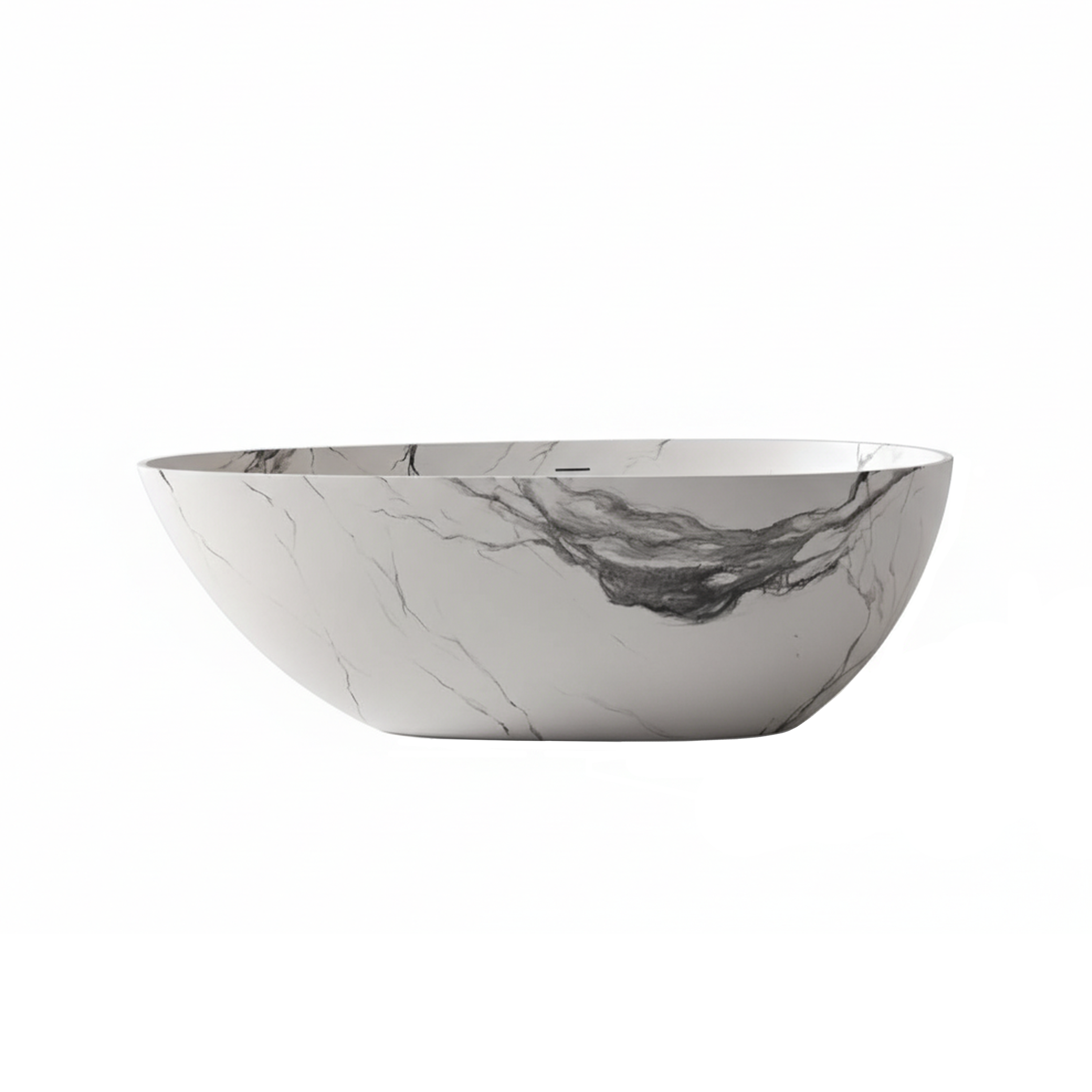 59" Egg-Shaped Solid Surface Freestanding Bathtub with Spa-Like Comfort