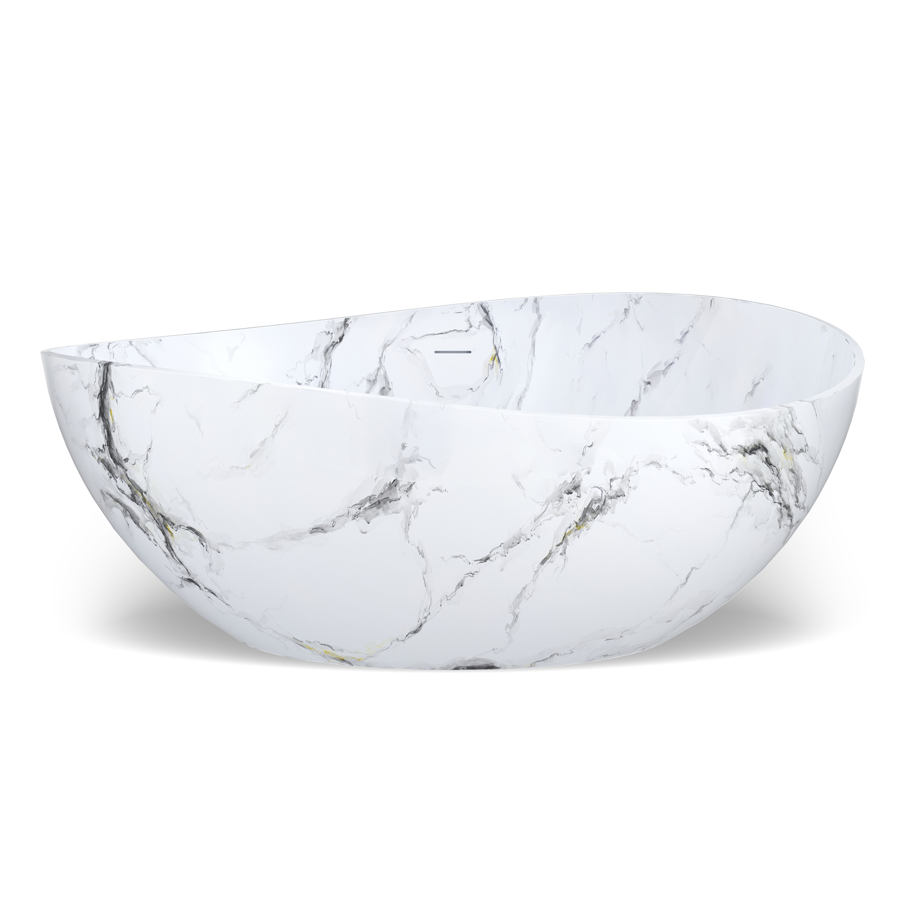 63" Artistic Marble Sculptural Solid Surface Freestanding Soaking Bathtub