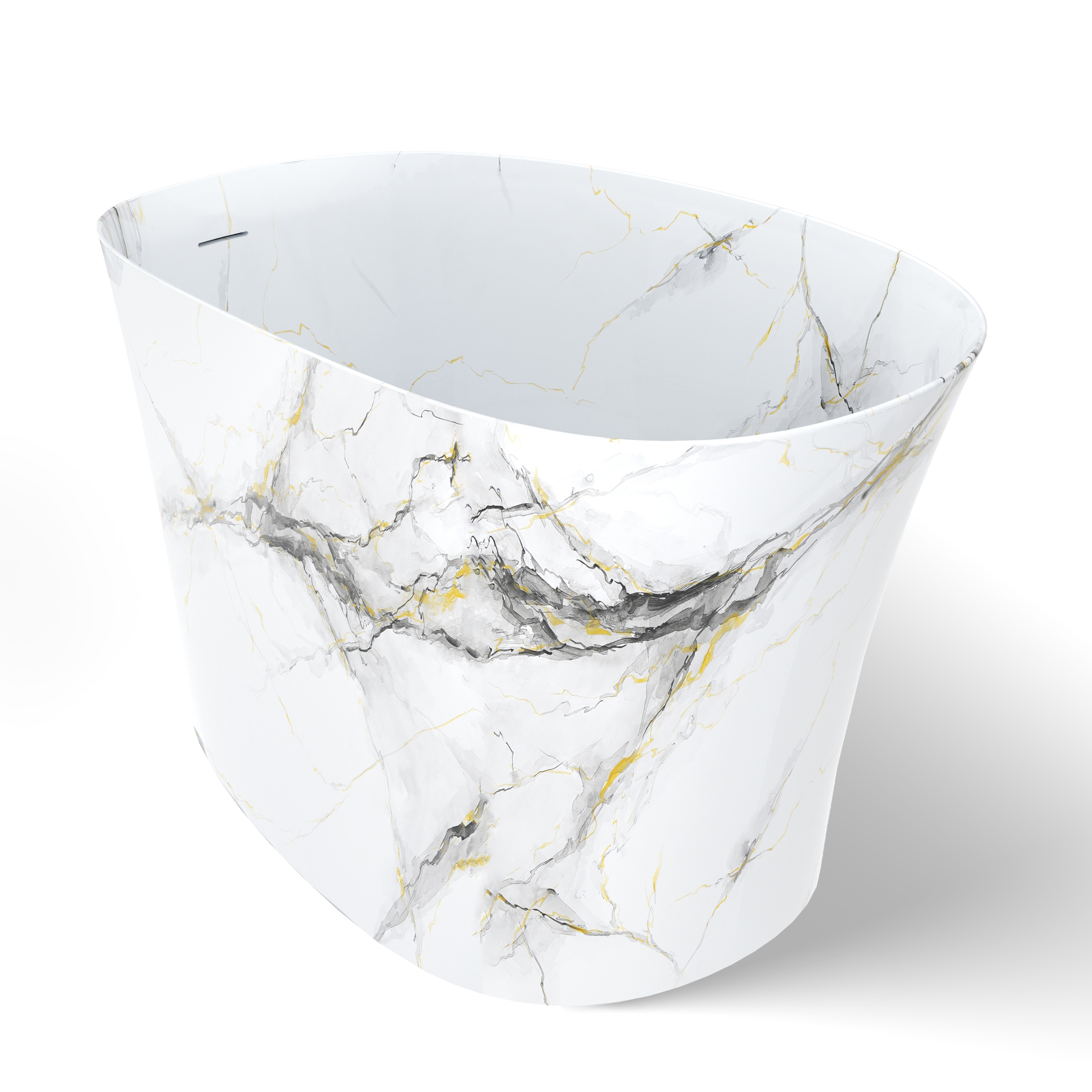 51" Freestanding Solid Surface Soaking Tub with Built-In Seat in Wood Grain & Marble Finish