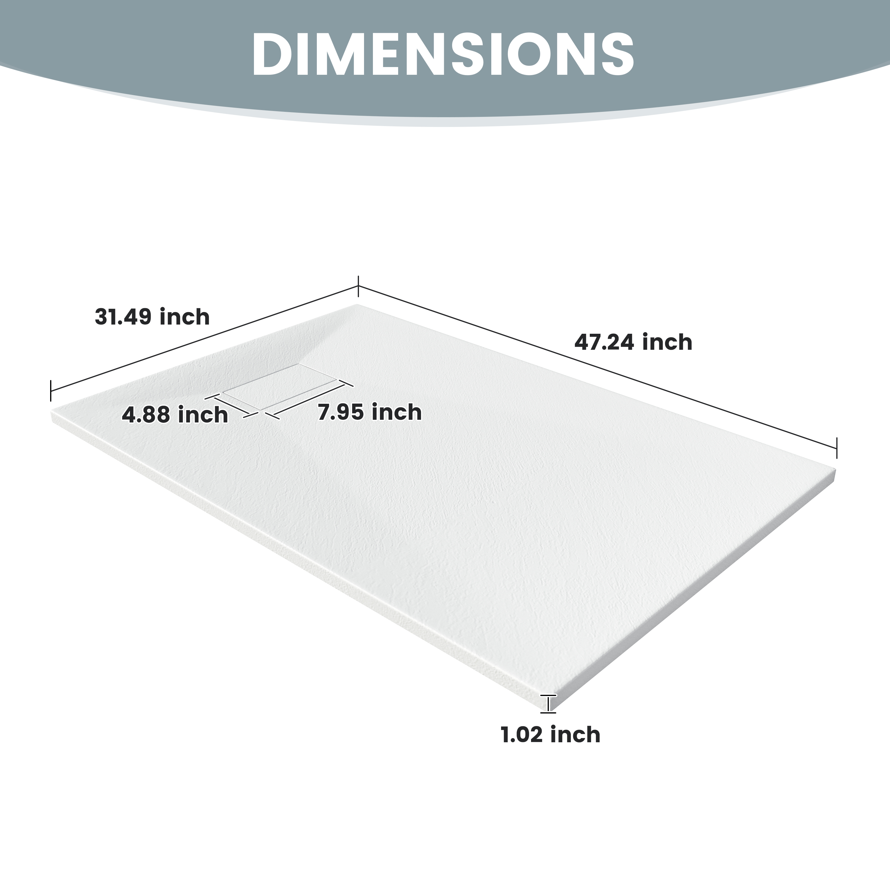 European-Style SMC Shower Base with Sleek Marble Texture in Black & White