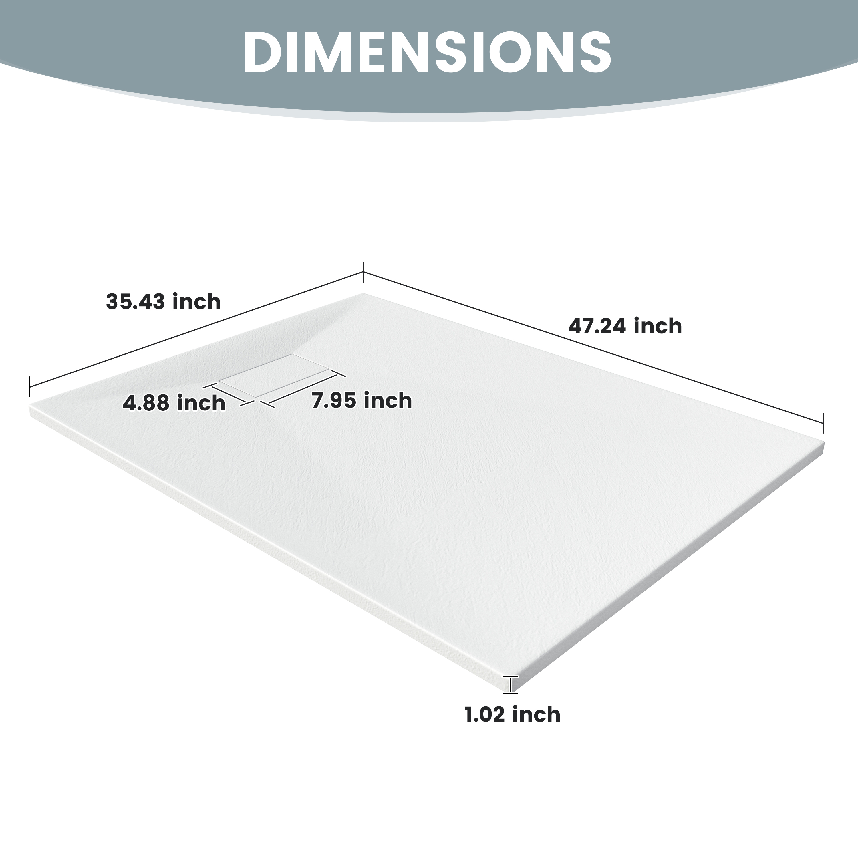 European-Style SMC Shower Base with Sleek Marble Texture in Black & White