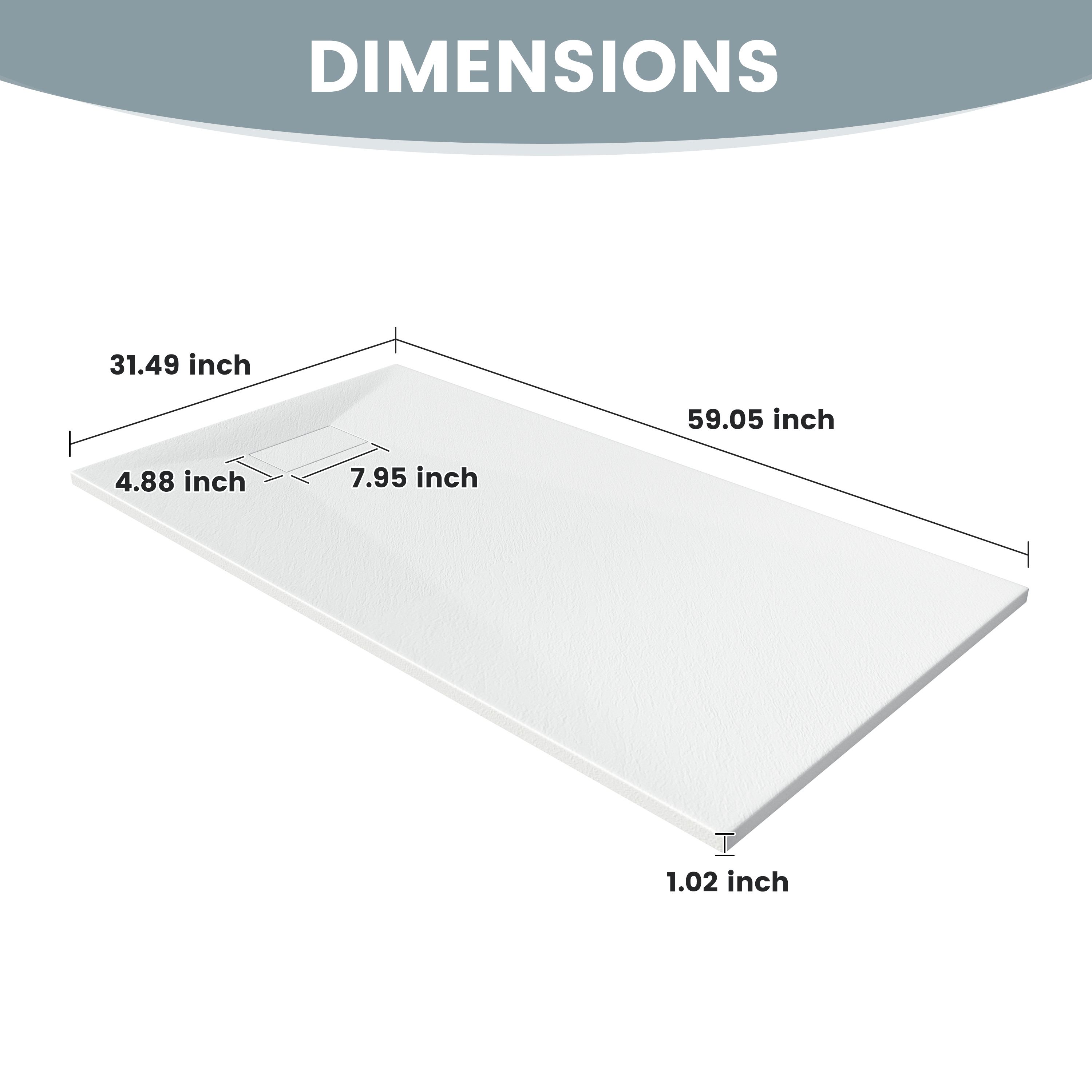 European-Style SMC Shower Base with Sleek Marble Texture in Black & White