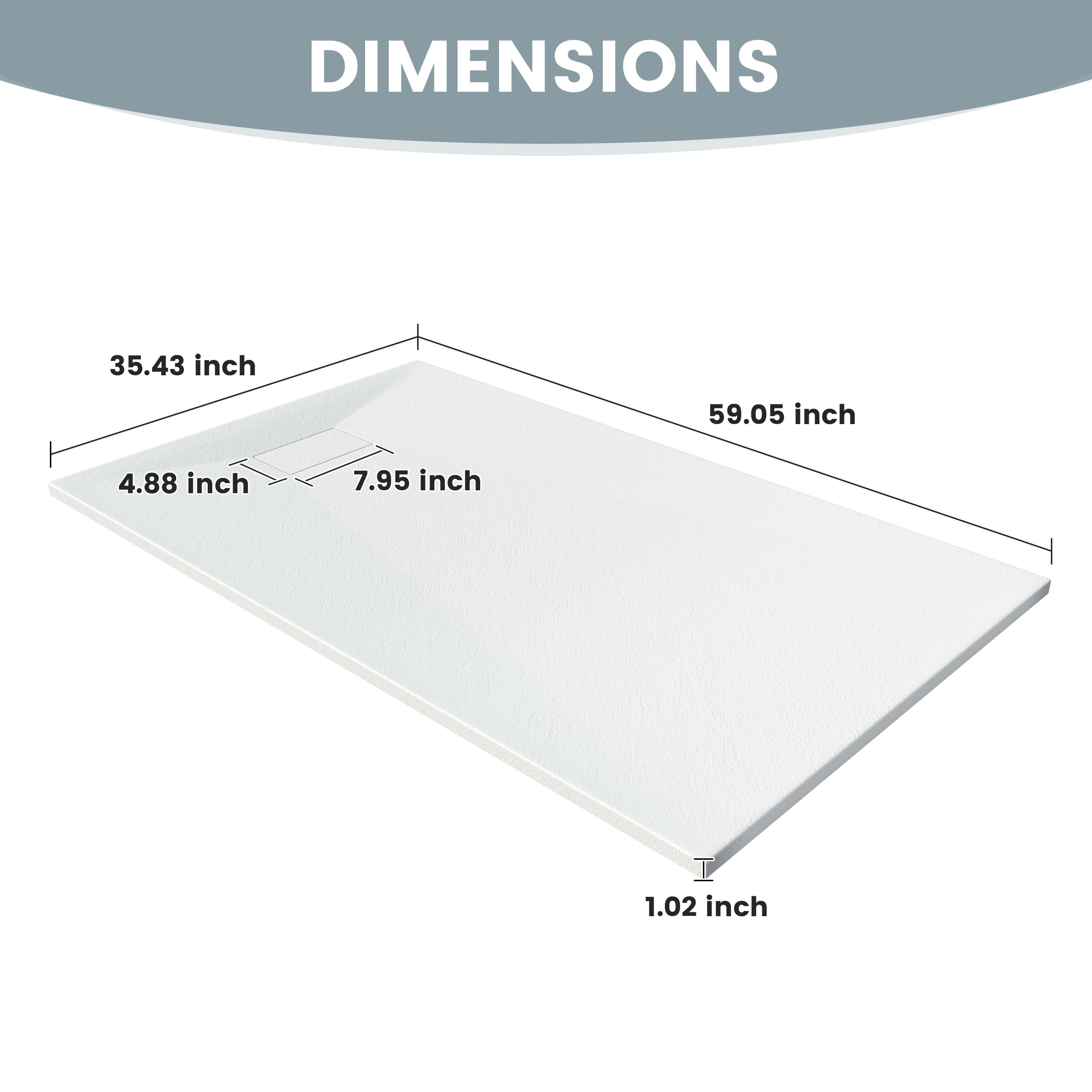 European-Style SMC Shower Base with Sleek Marble Texture in Black & White