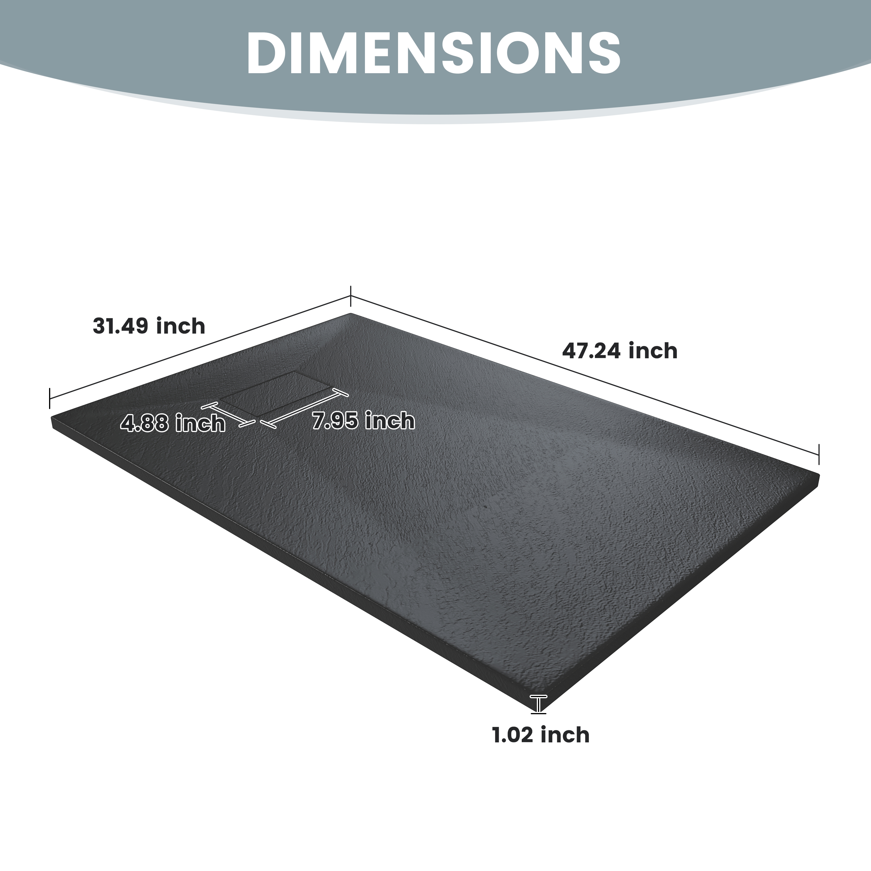 European-Style SMC Shower Base with Sleek Marble Texture in Black & White