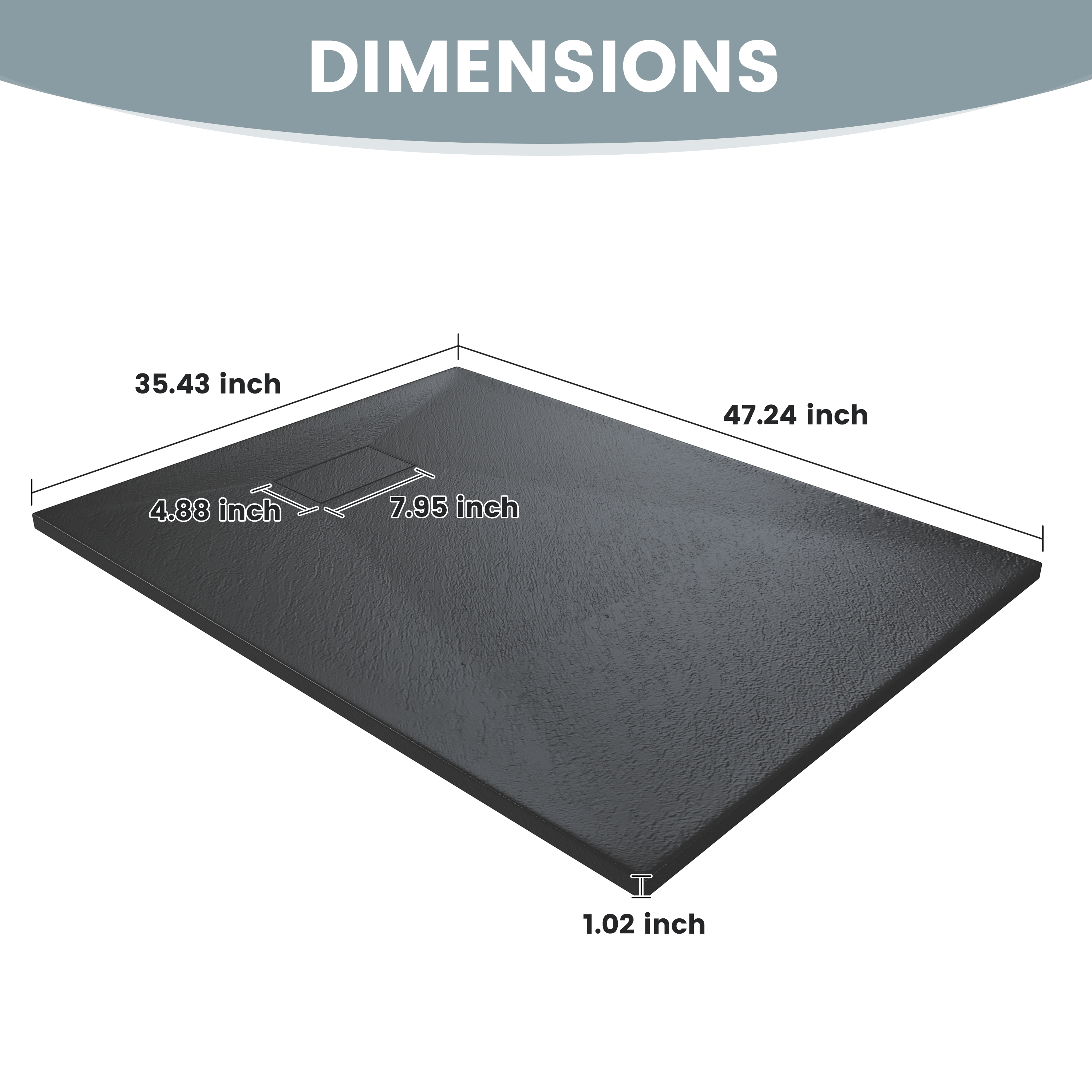 European-Style SMC Shower Base with Sleek Marble Texture in Black & White