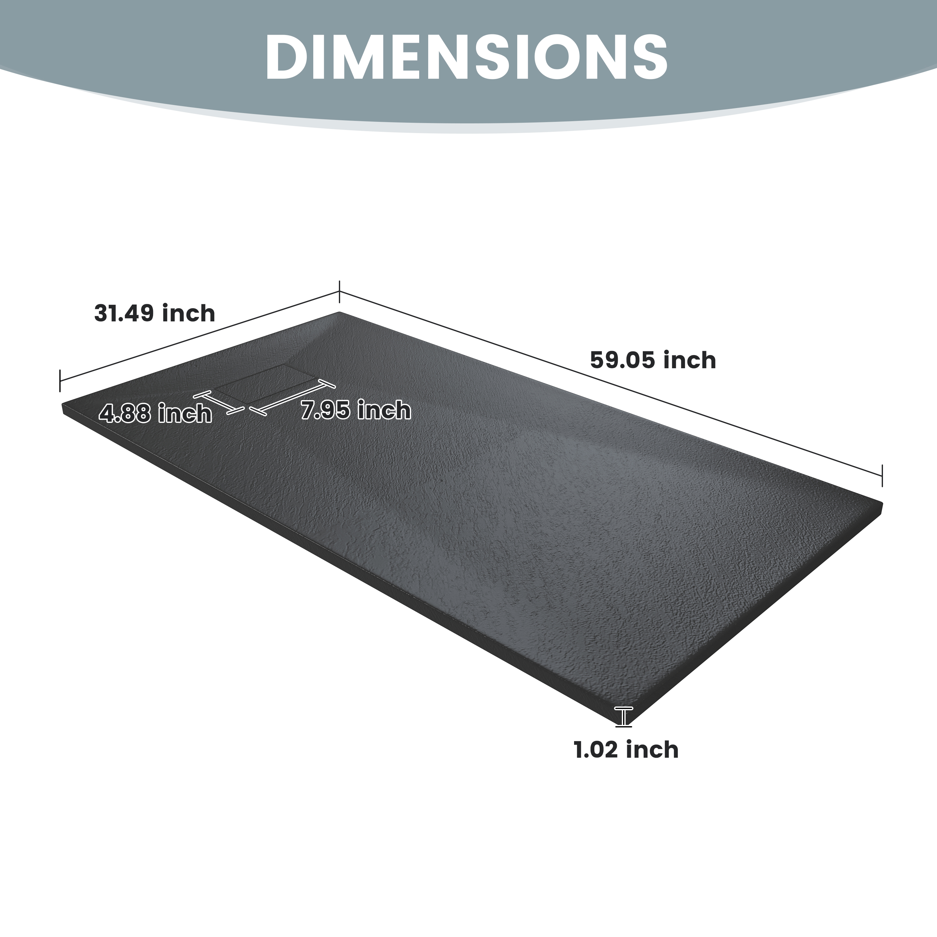 European-Style SMC Shower Base with Sleek Marble Texture in Black & White