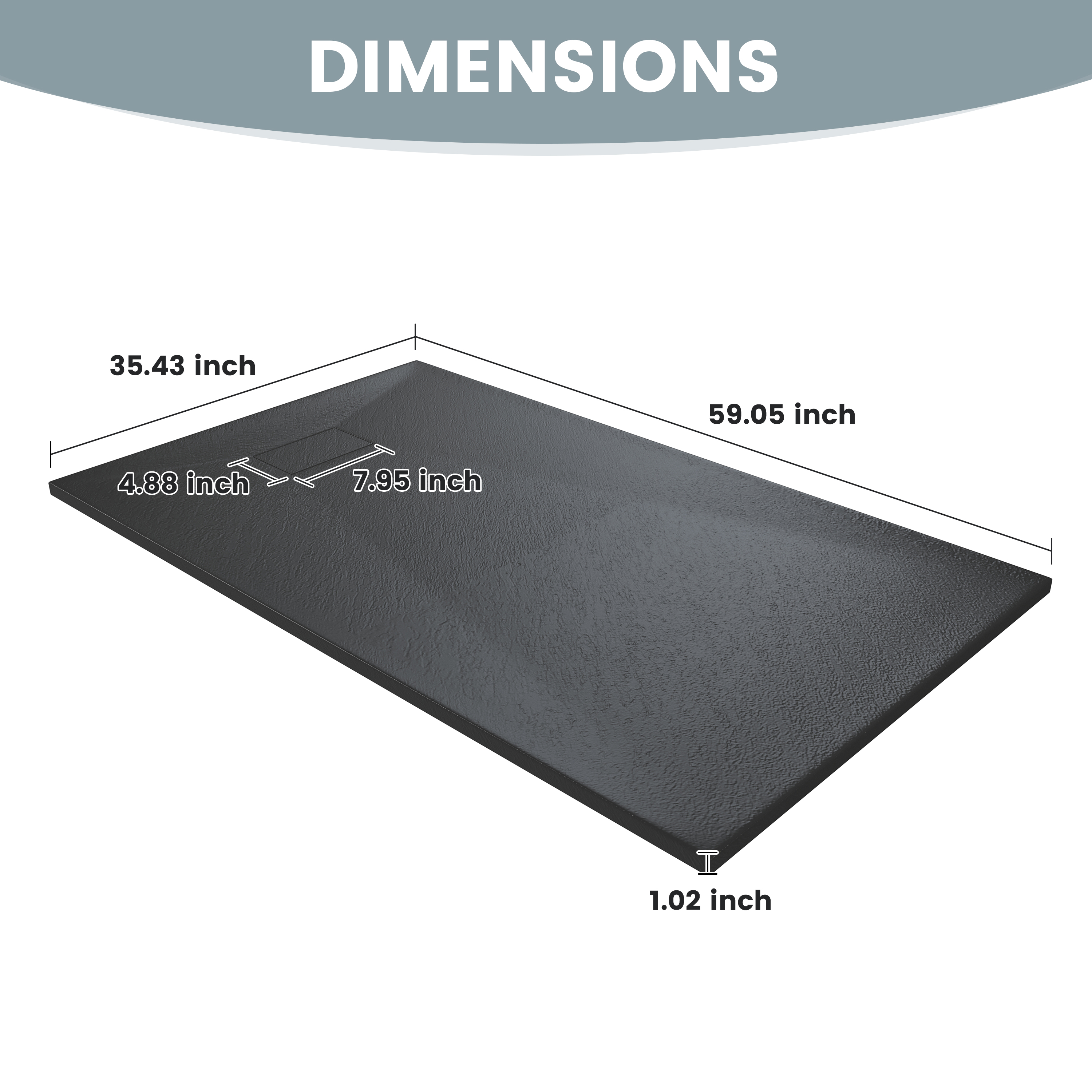 European-Style SMC Shower Base with Sleek Marble Texture in Black & White