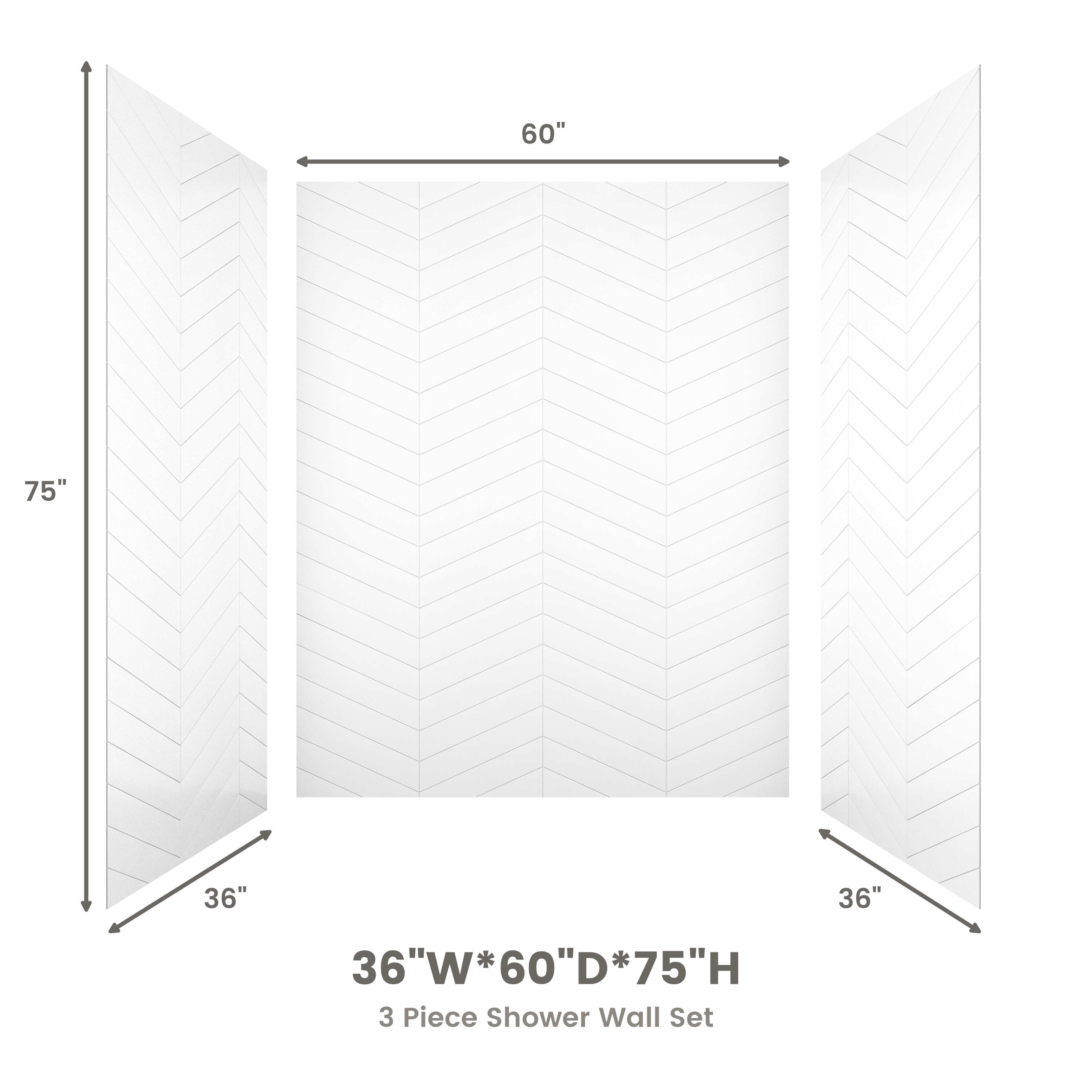 V-Shaped Herringbone SMC Shower Wall Panels with Waterproof & Easy Install