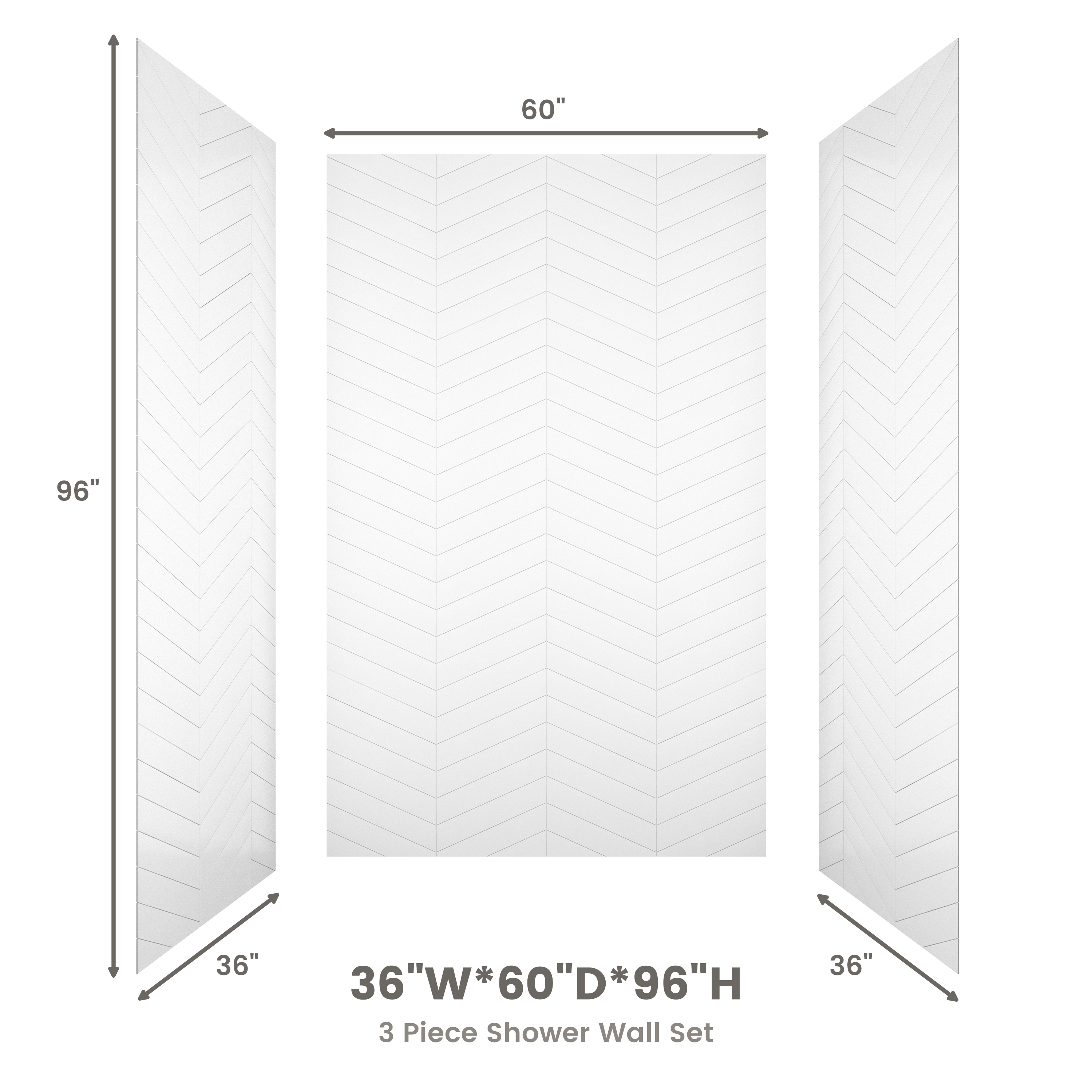 V-Shaped Herringbone SMC Shower Wall Panels with Waterproof & Easy Install