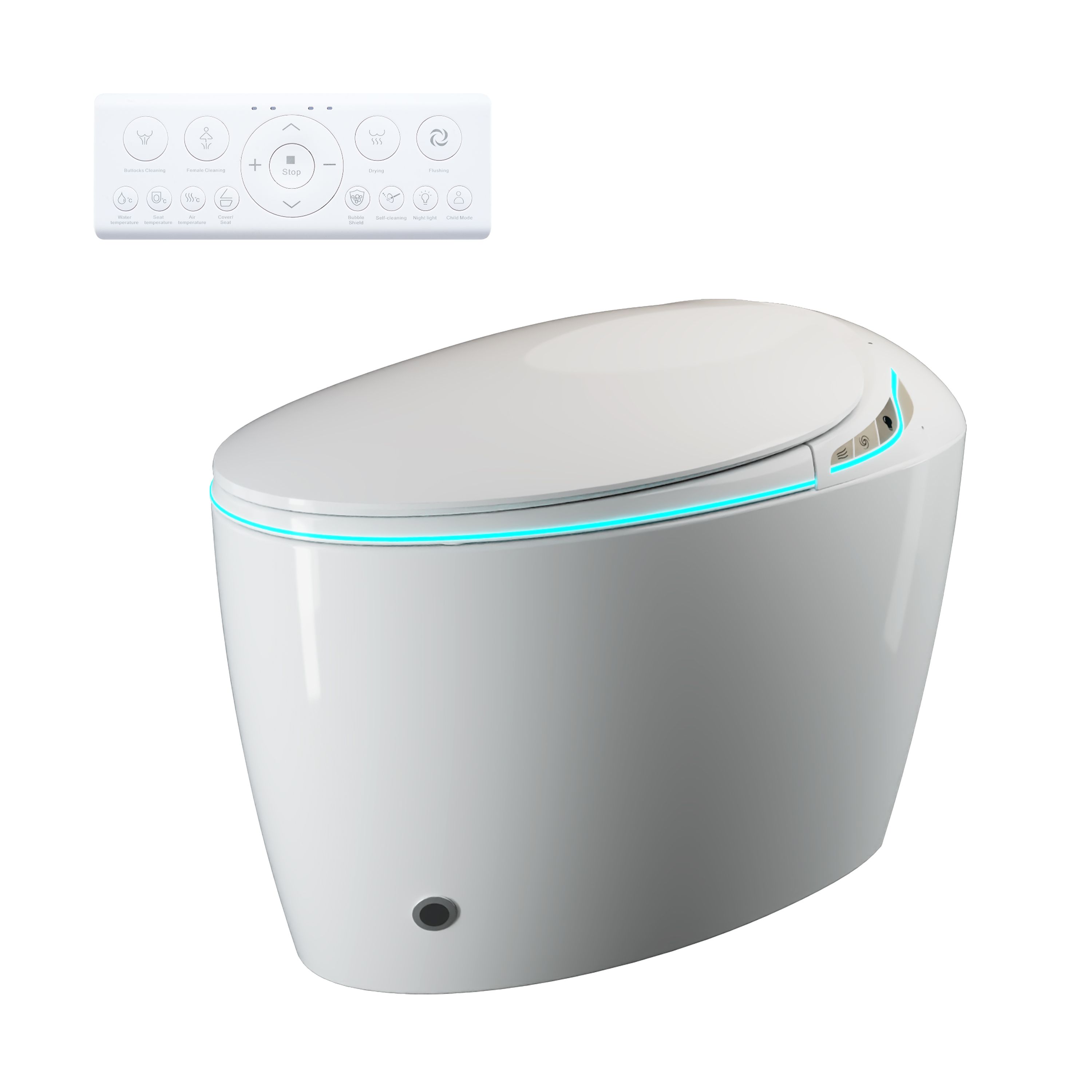 Egg-Shaped Smart Toilet with Automatic Lid, Heated Seat & Bidet Wash, Black & Pink