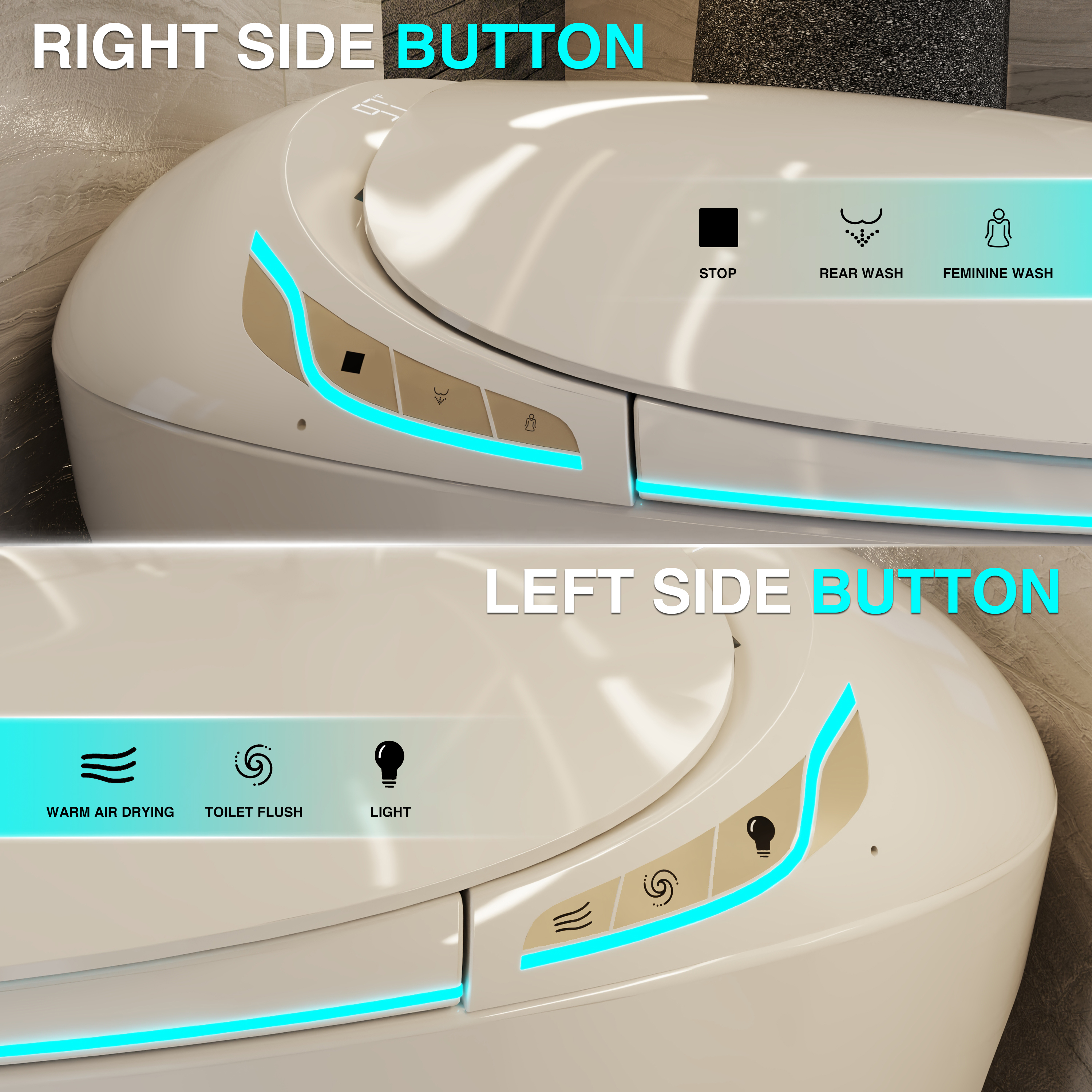 Egg-Shaped Smart Toilet with Automatic Lid, Heated Seat & Bidet Wash, Black & Pink