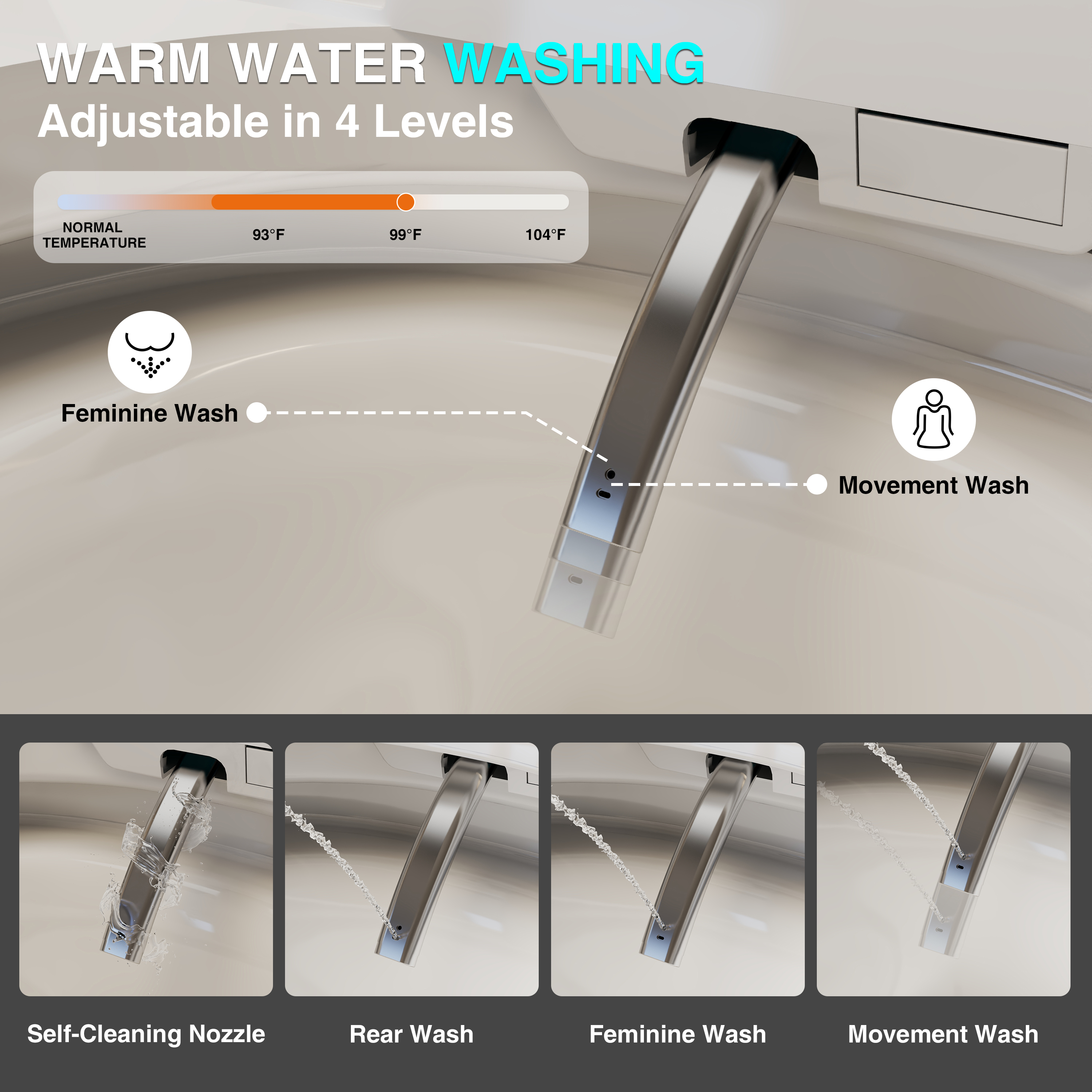 Egg-Shaped Smart Toilet with Automatic Lid, Heated Seat & Bidet Wash, Black & Pink