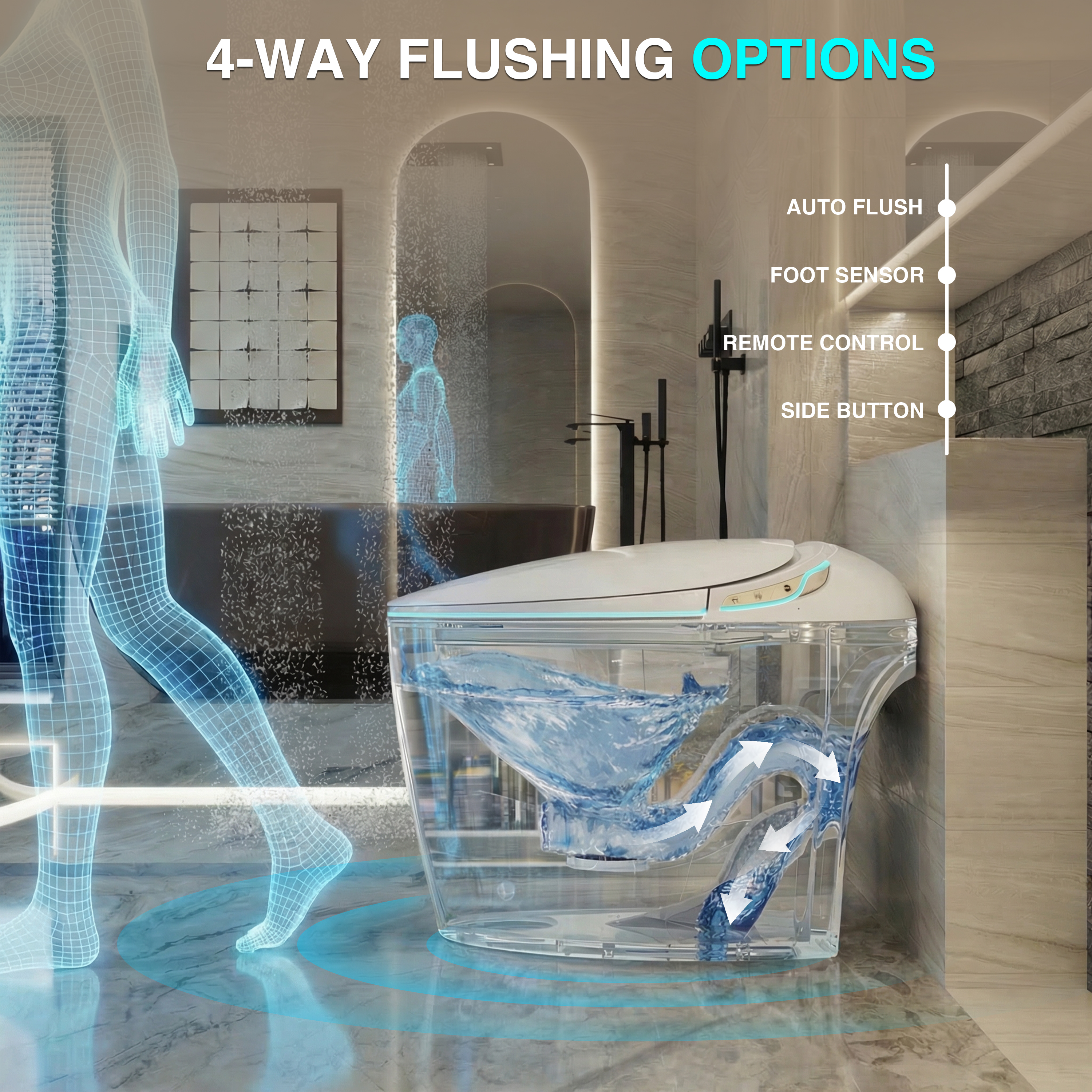 Egg-Shaped Smart Toilet with Automatic Lid, Heated Seat & Bidet Wash, Black & Pink