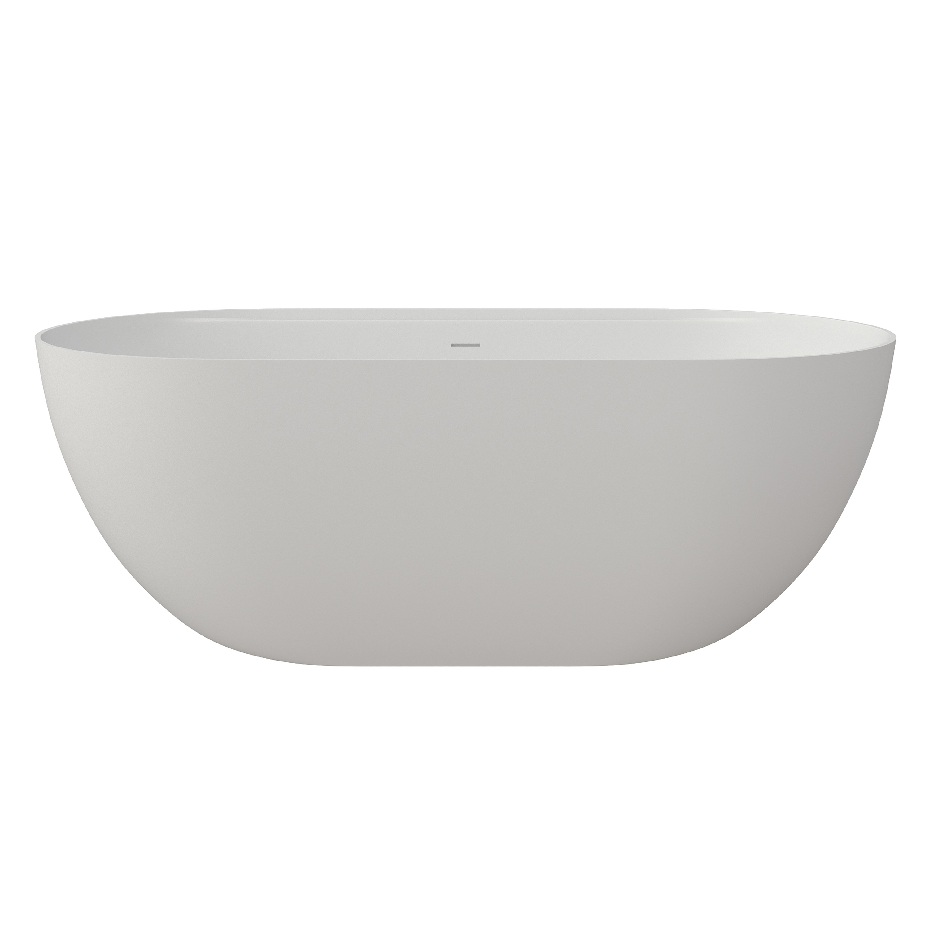 59" Matte White Solid Surface Freestanding Soaking Tub with Bath Caddy