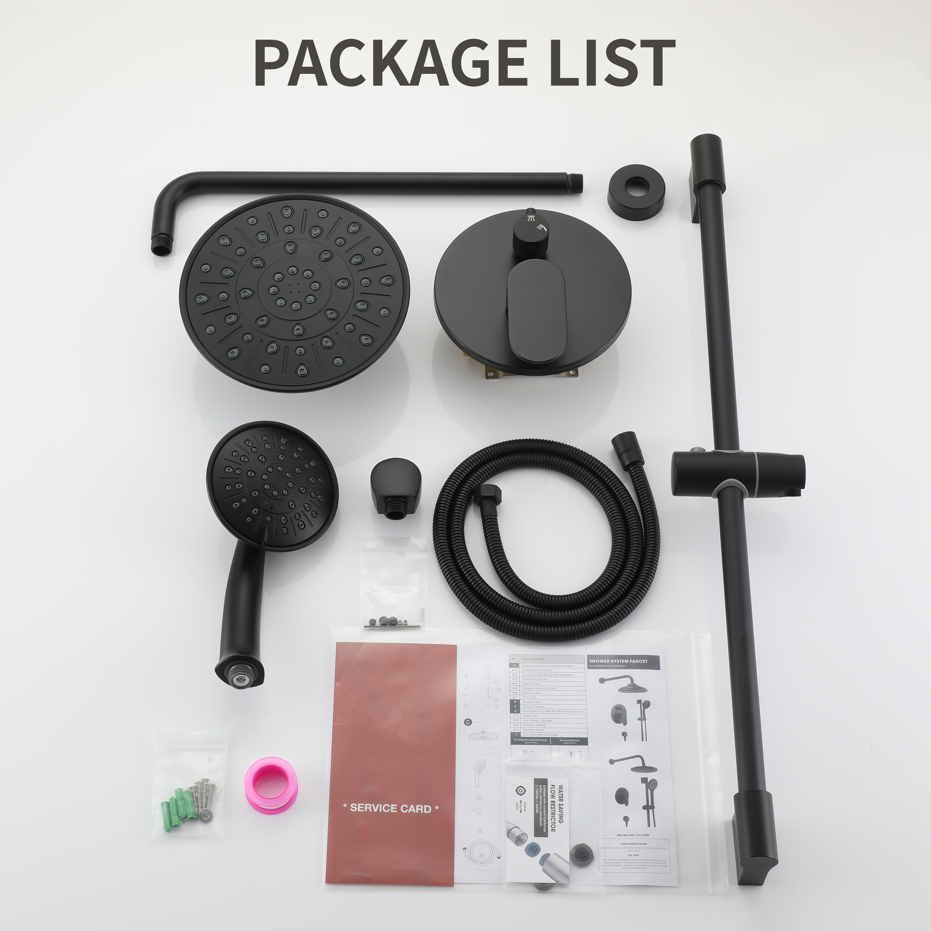 8" Rain Shower Head System with Pressure Balance Valve