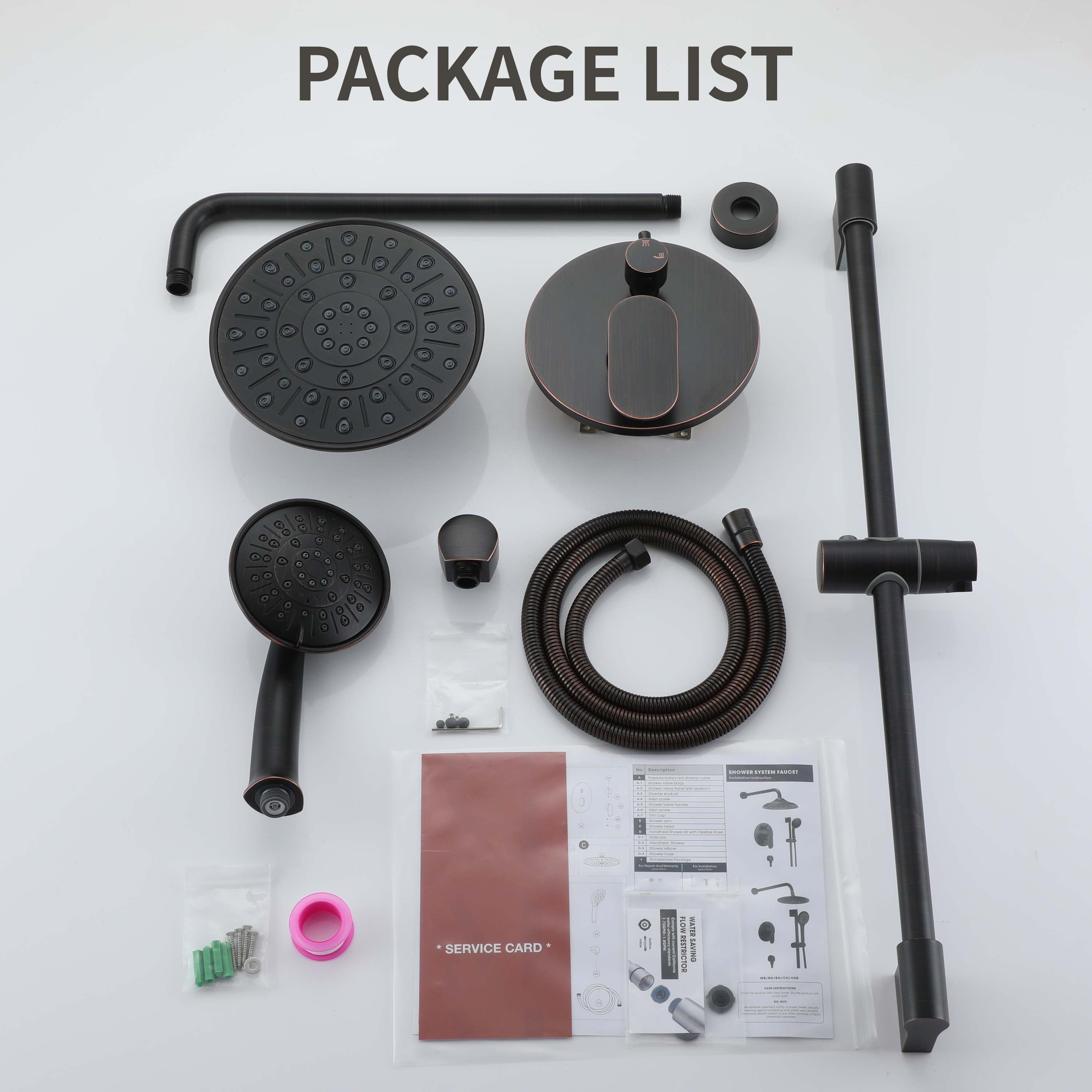 8" Rain Shower Head System with Pressure Balance Valve